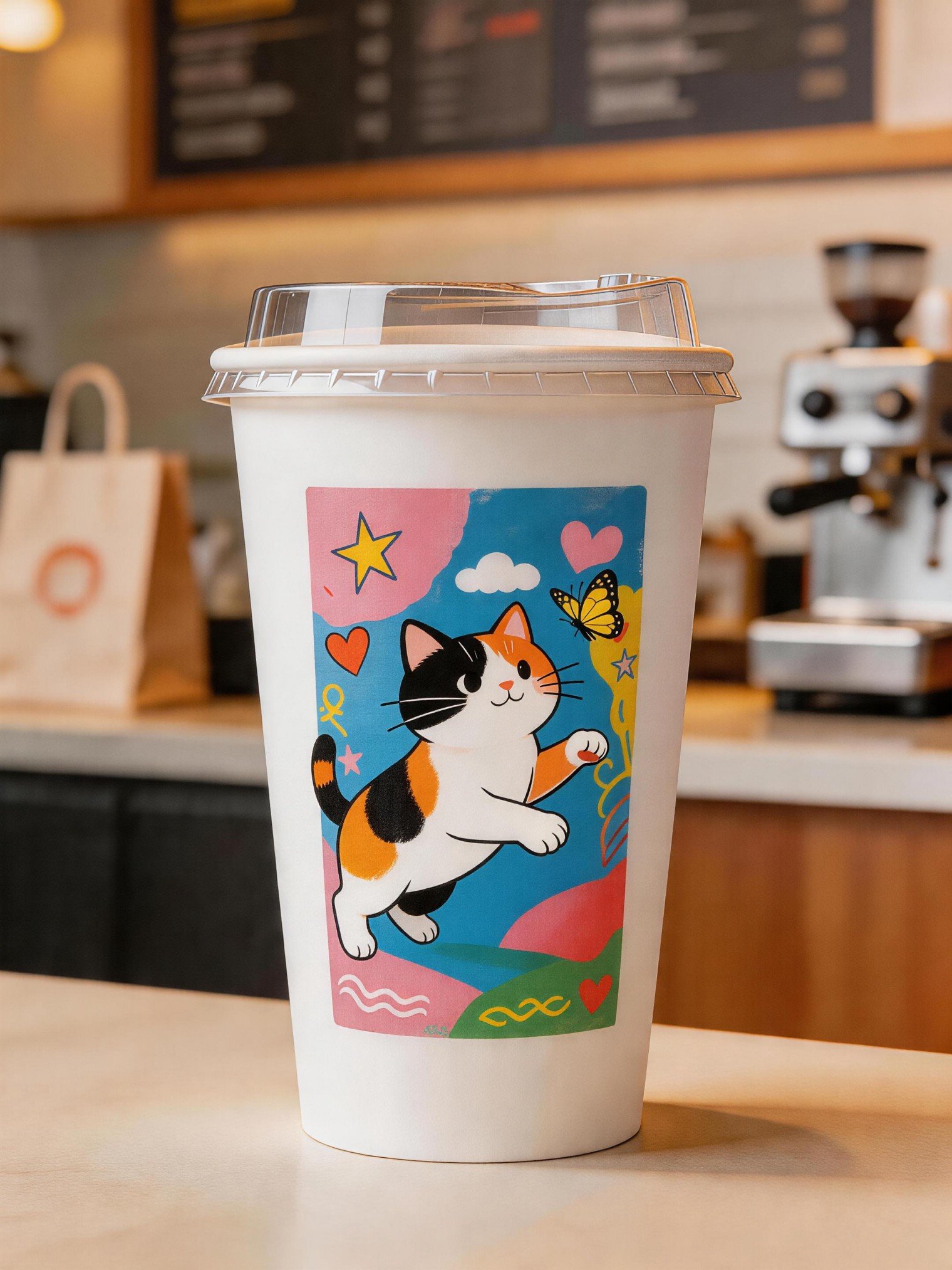 Custom Cat-Themed Coffee Cups: 8-16oz Single Wall Paper, Double Wall Paper Cup