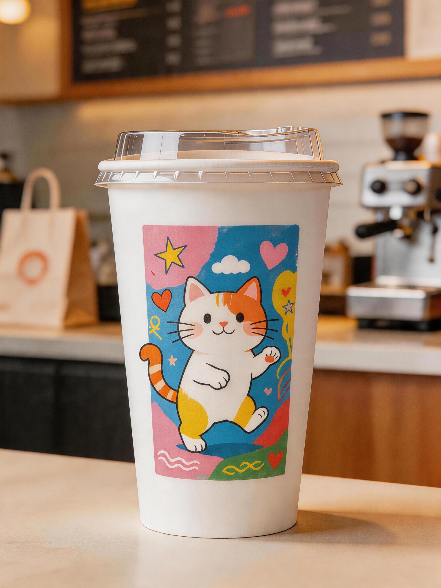 Custom Cat-Themed Coffee Cups: 8-16oz Single Wall Paper, Double Wall Paper Cup