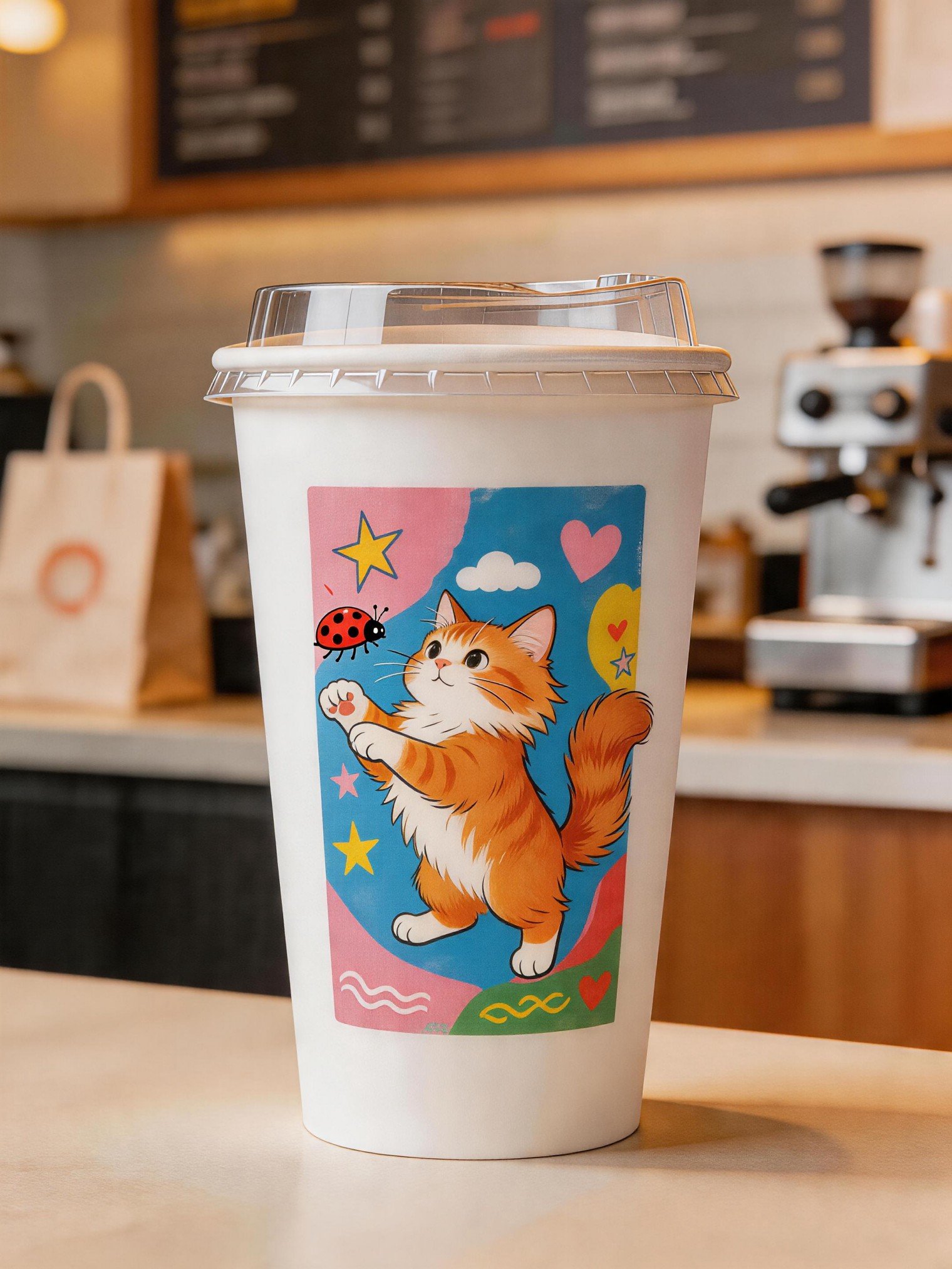 Custom Cat-Themed Coffee Cups: 8-16oz Single Wall Paper, Double Wall Paper Cup