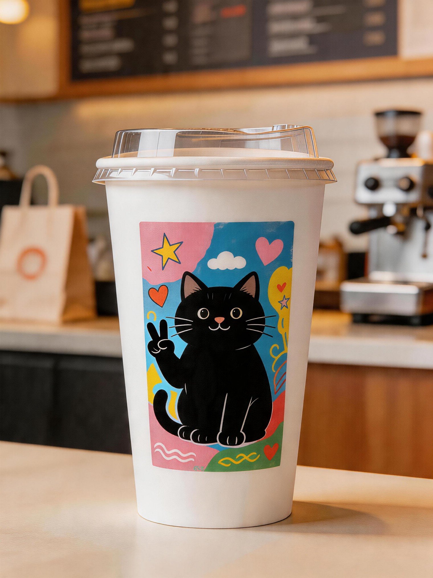 Custom Cat-Themed Coffee Cups: 8-16oz Single Wall Paper, Double Wall Paper Cup