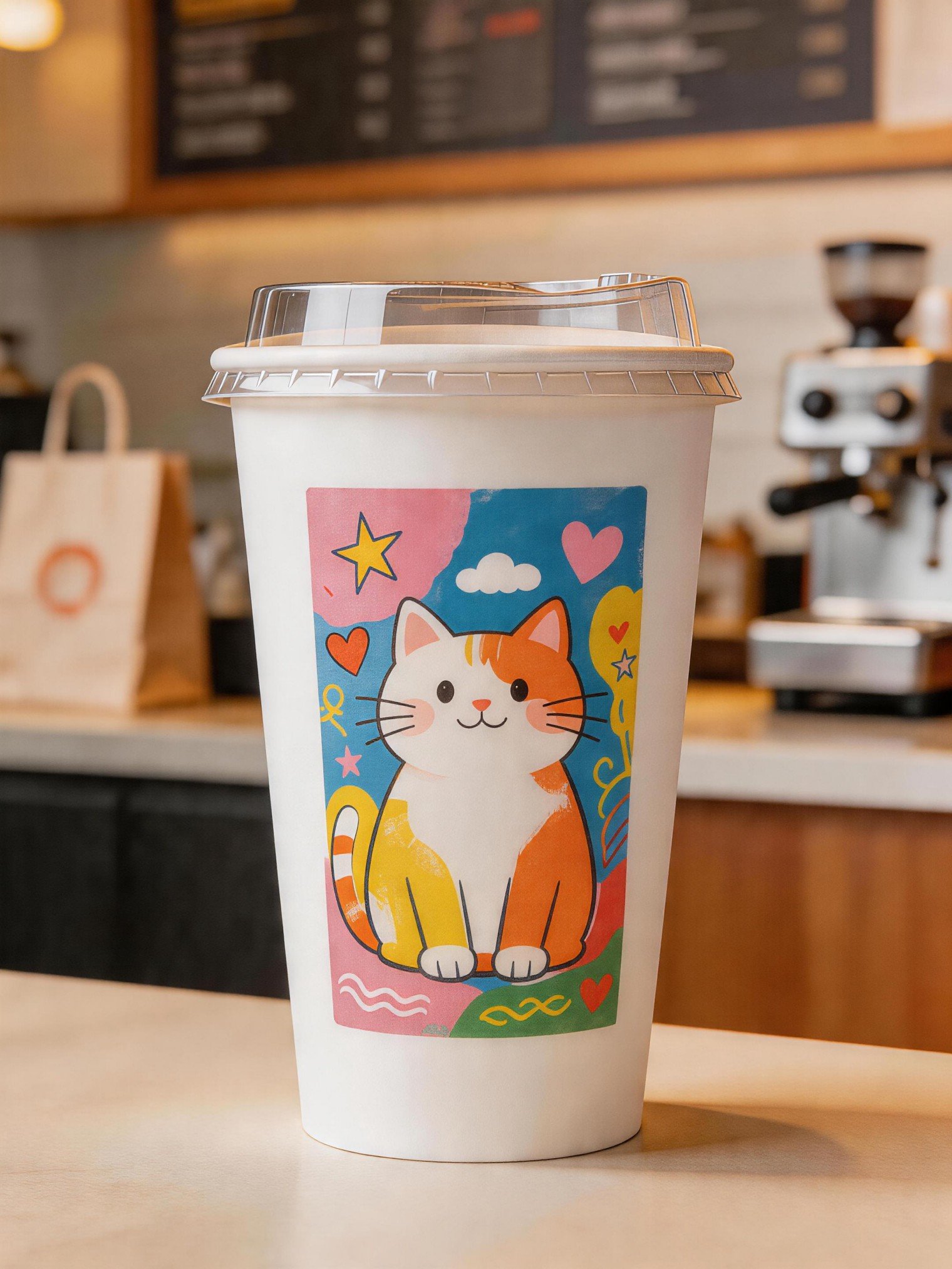 Custom Cat-Themed Coffee Cups: 8-16oz Single Wall Paper, Double Wall Paper Cup