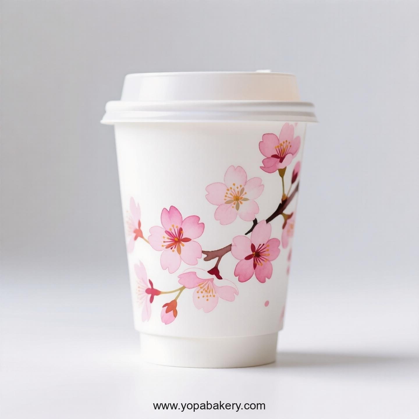 Cherry Blossom Design Coffee Paper Cups Factory: Leak-Proof Design