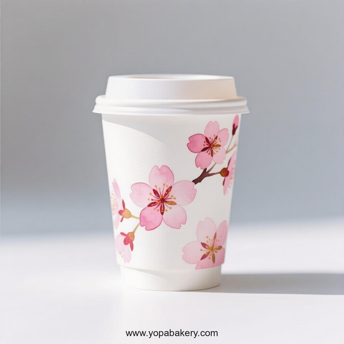 Cherry Blossom Design Coffee Paper Cups Factory: Leak-Proof Design