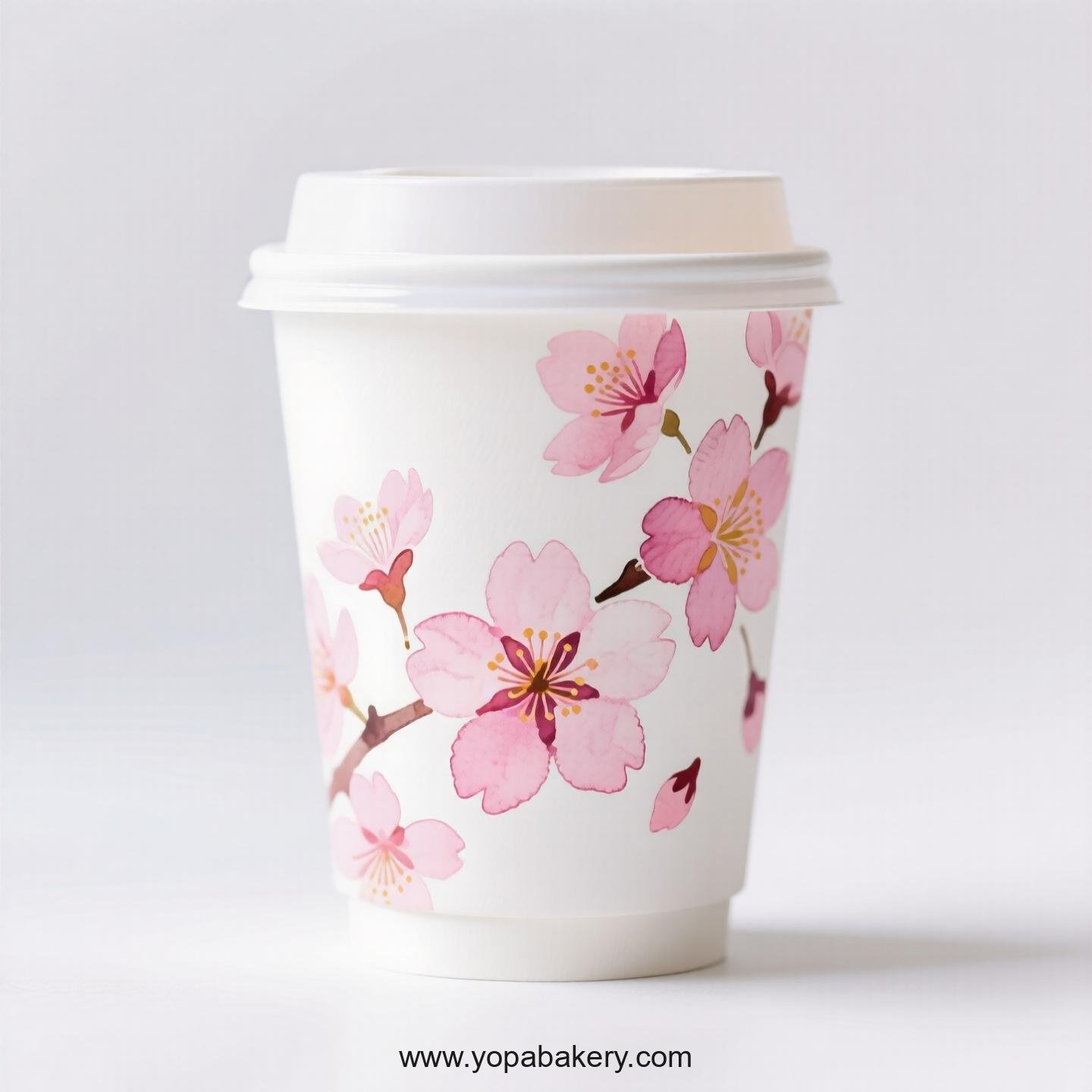 Cherry Blossom Design Coffee Paper Cups Factory: Leak-Proof Design