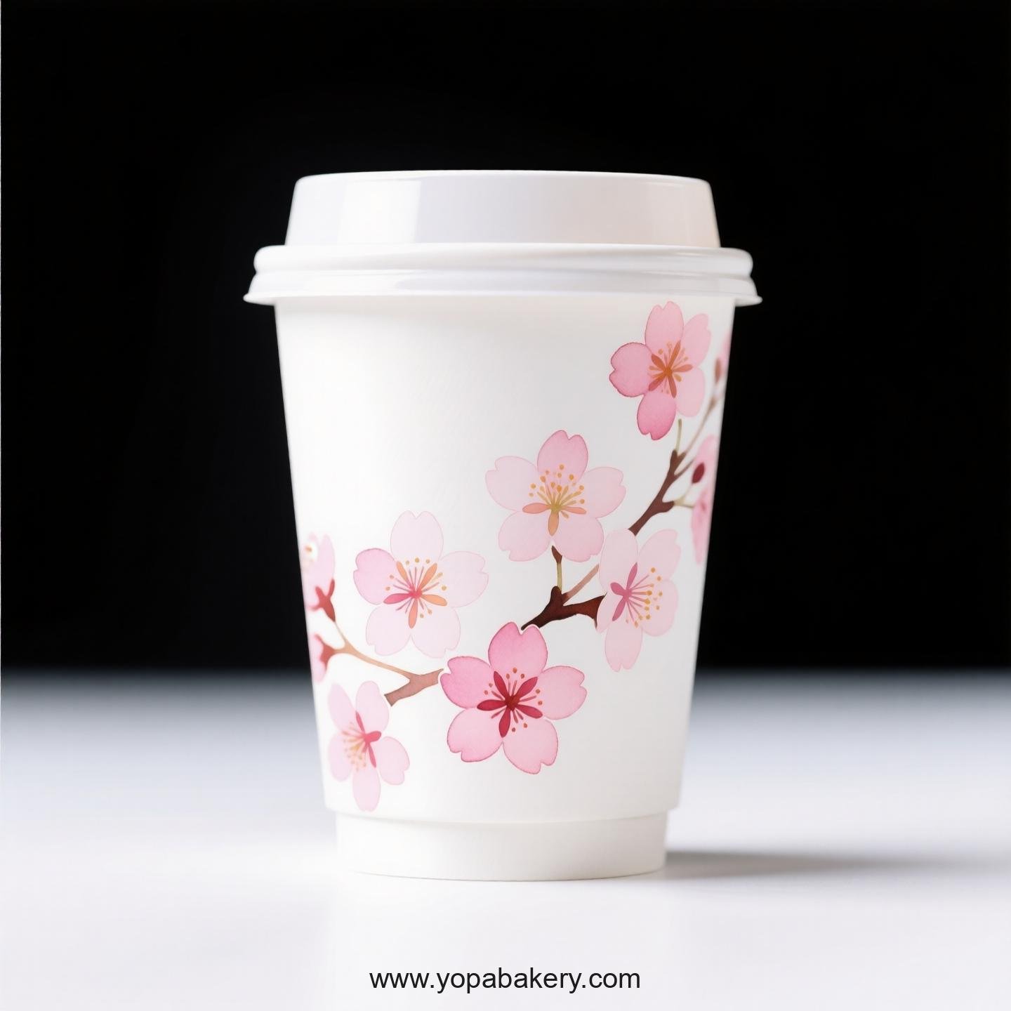 Cherry Blossom Design Coffee Paper Cups Factory: Leak-Proof Design