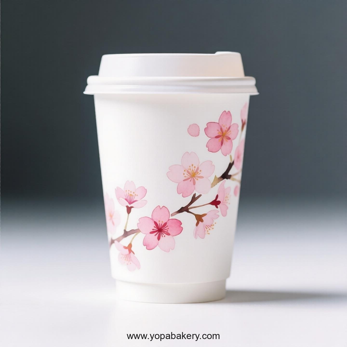 Cherry Blossom Design Coffee Paper Cups Factory: Leak-Proof Design