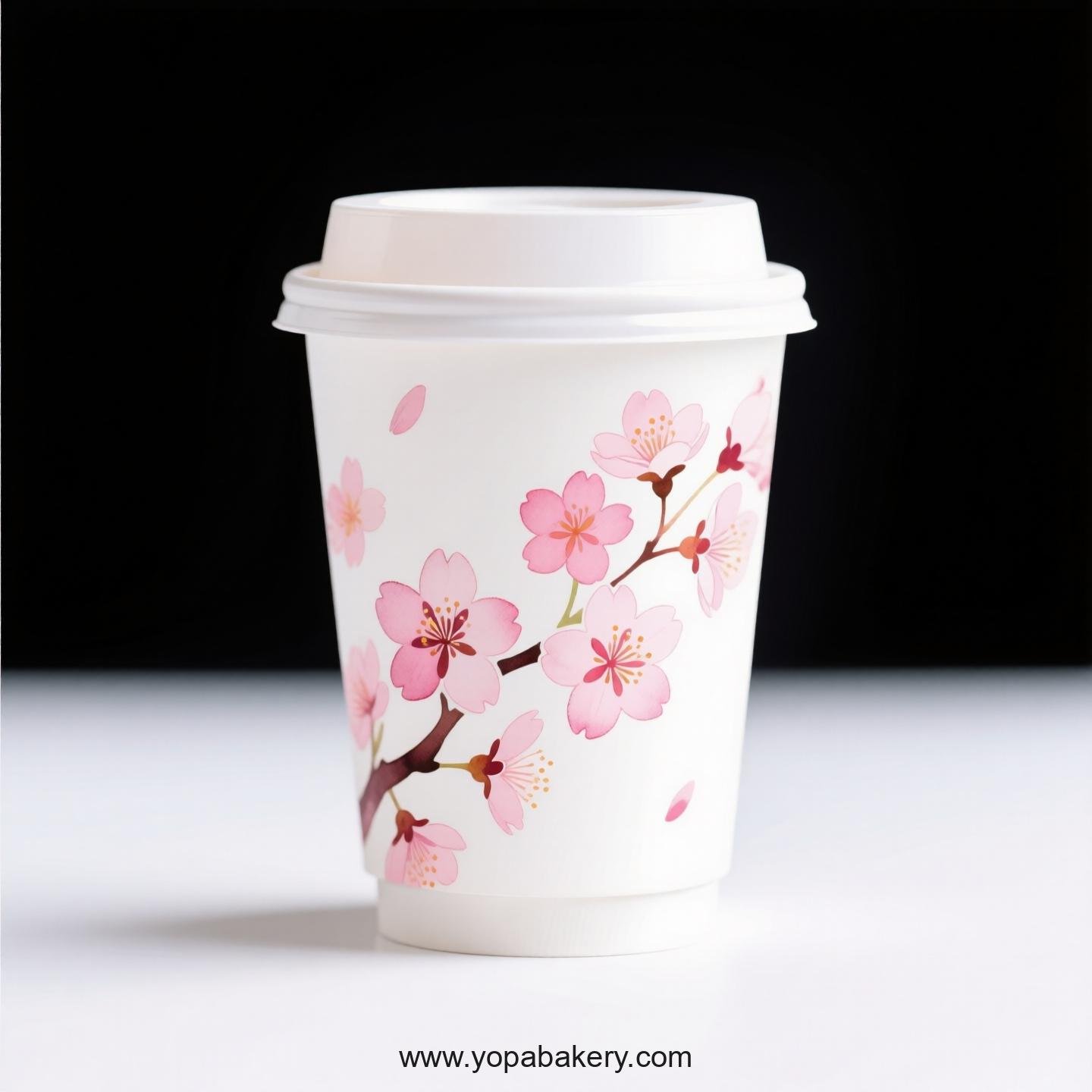 Cherry Blossom Design Coffee Paper Cups Factory: Leak-Proof Design
