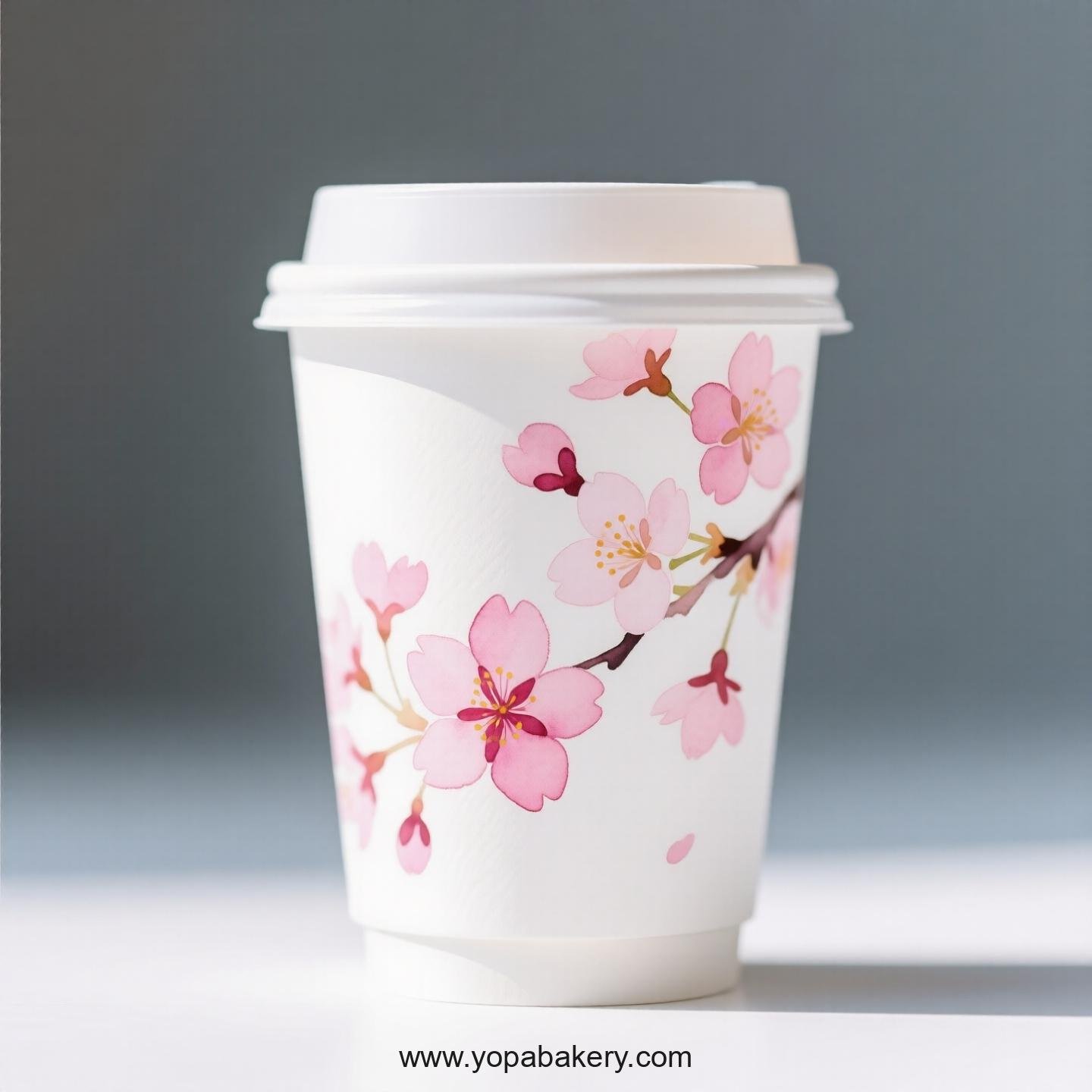 Cherry Blossom Design Coffee Paper Cups Factory: Leak-Proof Design