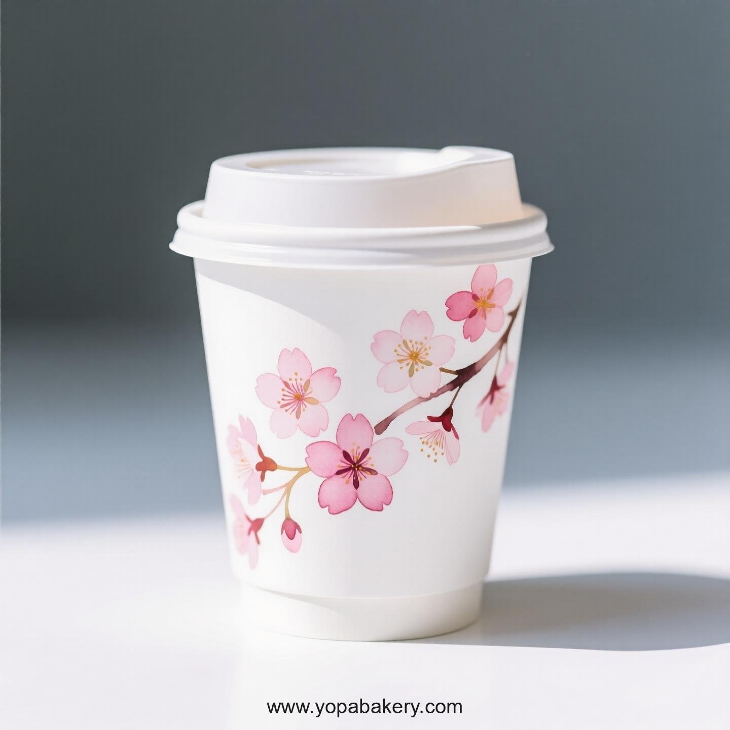 Cherry Blossom Design Coffee Paper Cups Factory: Leak-Proof Design