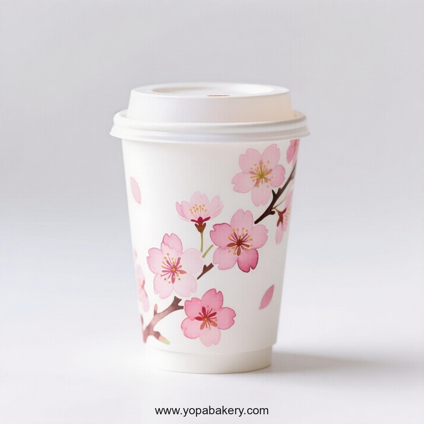 Cherry Blossom Design Coffee Paper Cups Factory: Leak-Proof Design