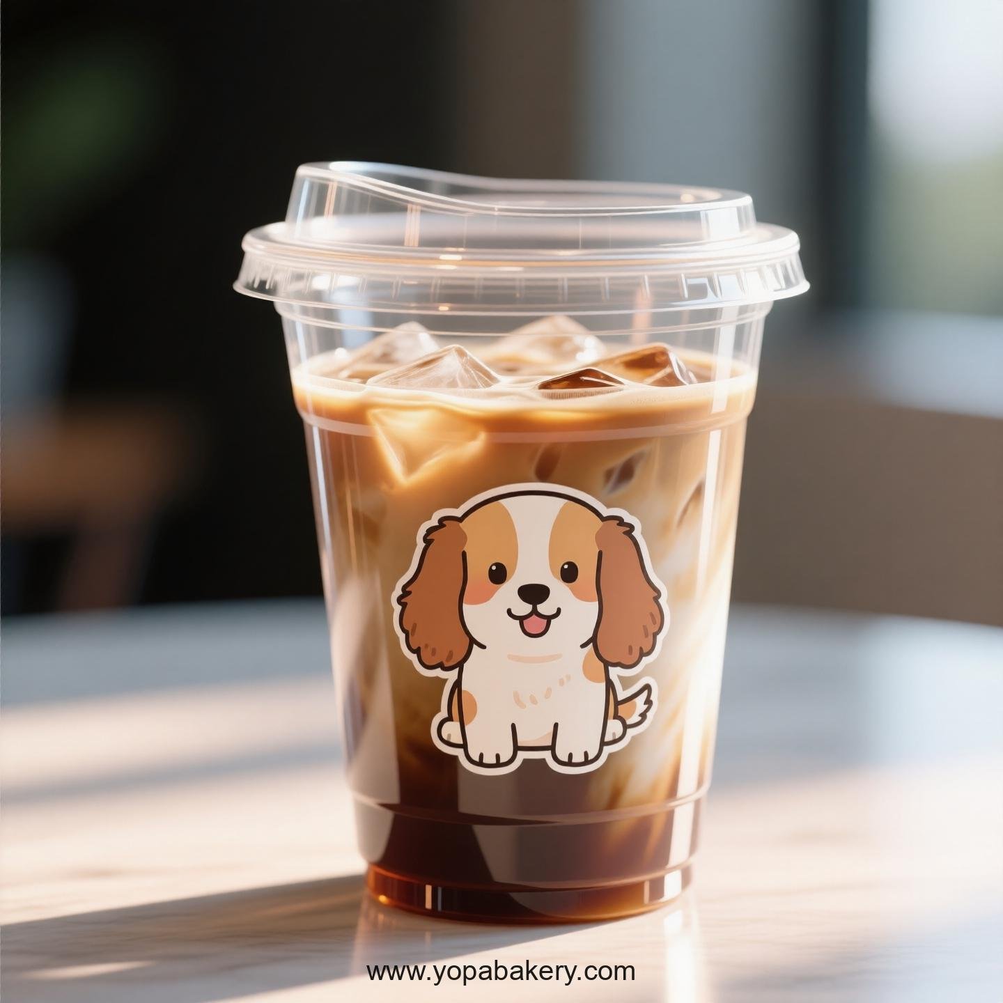 Cocker Spaniel Dog Themed Clear Plastic Cups - Disposable PP & PET Coffee Cups with Lids