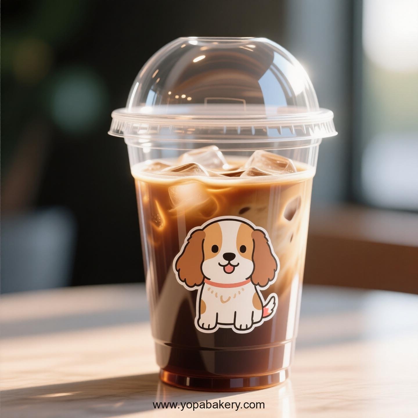 Cocker Spaniel Dog Themed Clear Plastic Cups - Disposable PP & PET Coffee Cups with Lids