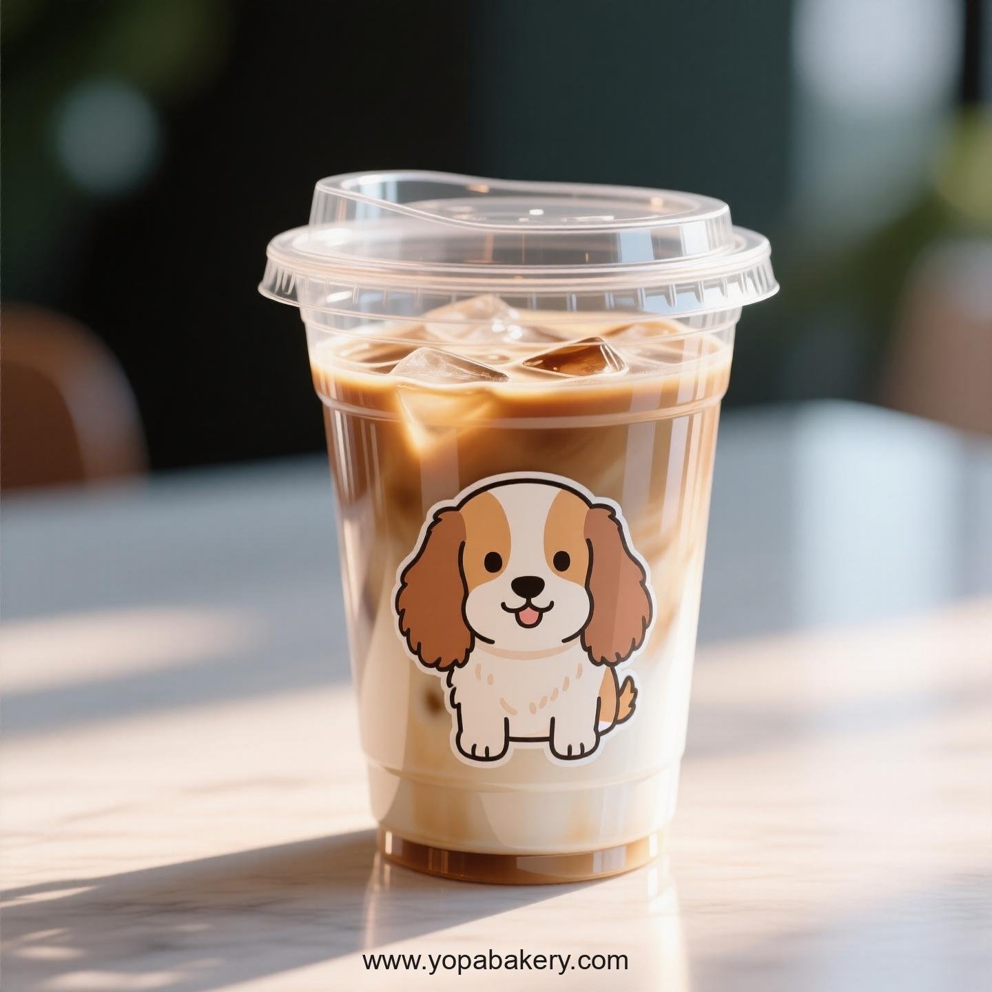 Cocker Spaniel Dog Themed Clear Plastic Cups - Disposable PP & PET Coffee Cups with Lids
