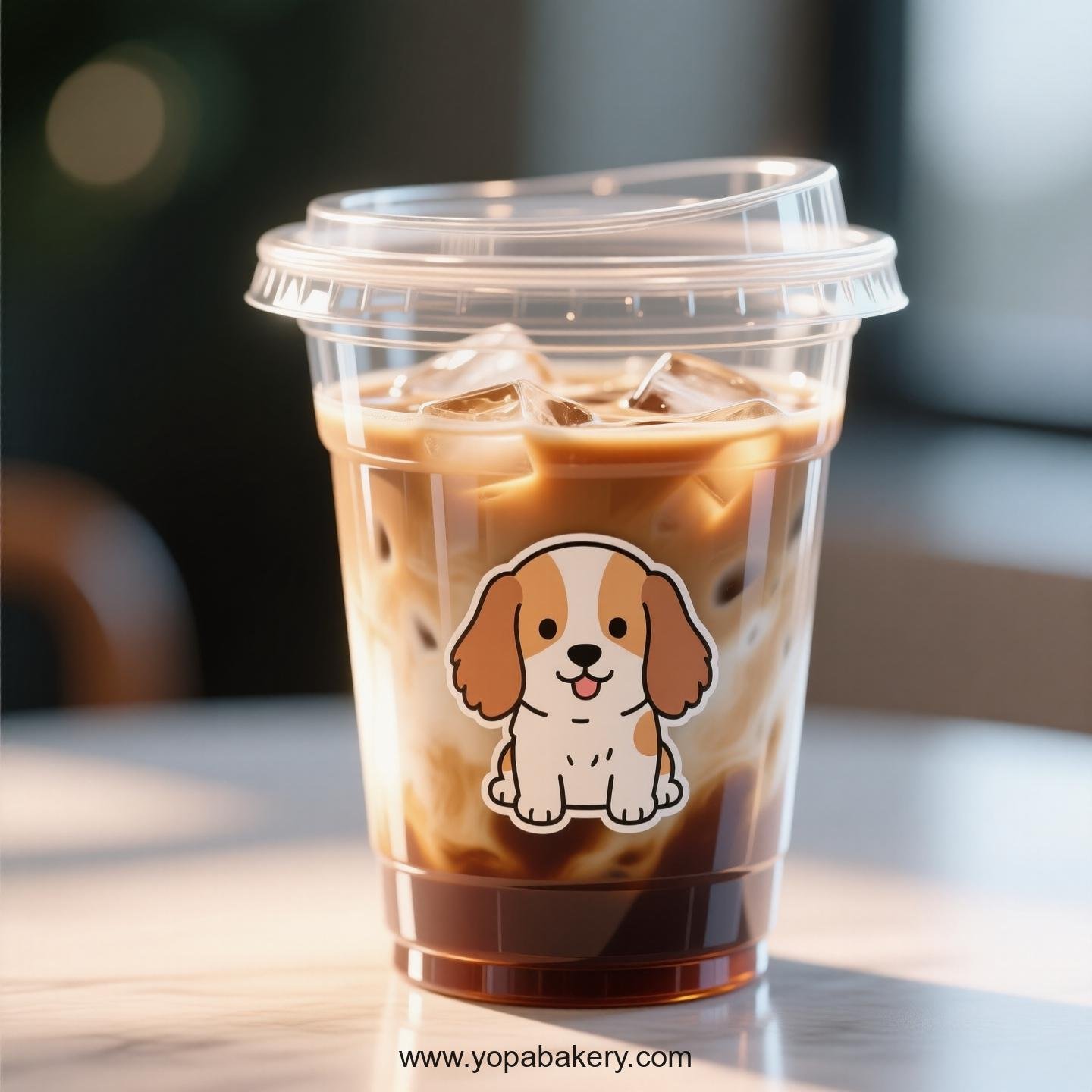 Cocker Spaniel Dog Themed Clear Plastic Cups - Disposable PP & PET Coffee Cups with Lids
