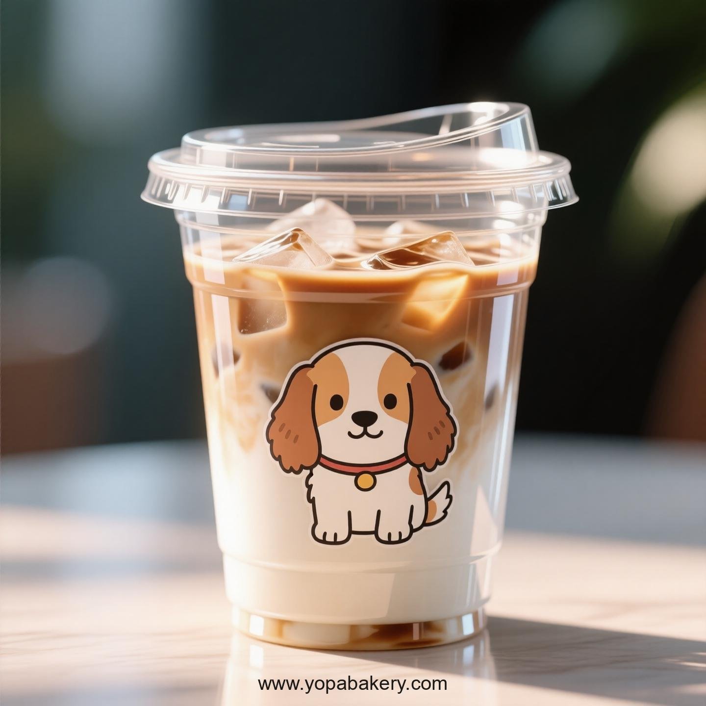 Cocker Spaniel Dog Themed Clear Plastic Cups - Disposable PP & PET Coffee Cups with Lids