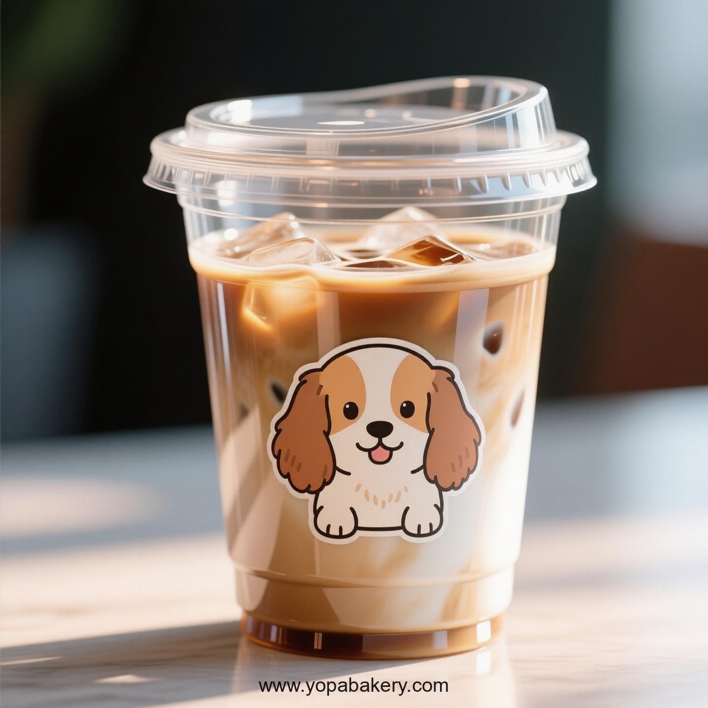 Cocker Spaniel Dog Themed Clear Plastic Cups - Disposable PP & PET Coffee Cups with Lids