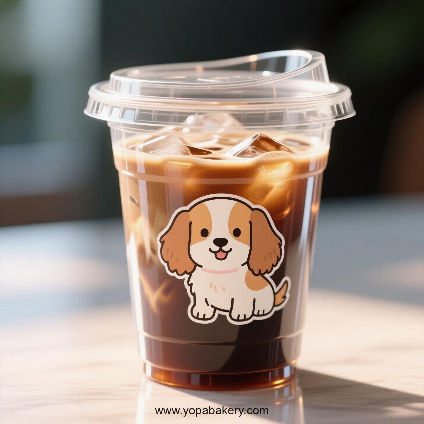 Cocker Spaniel Dog Themed Clear Plastic Cups - Disposable PP & PET Coffee Cups with Lids