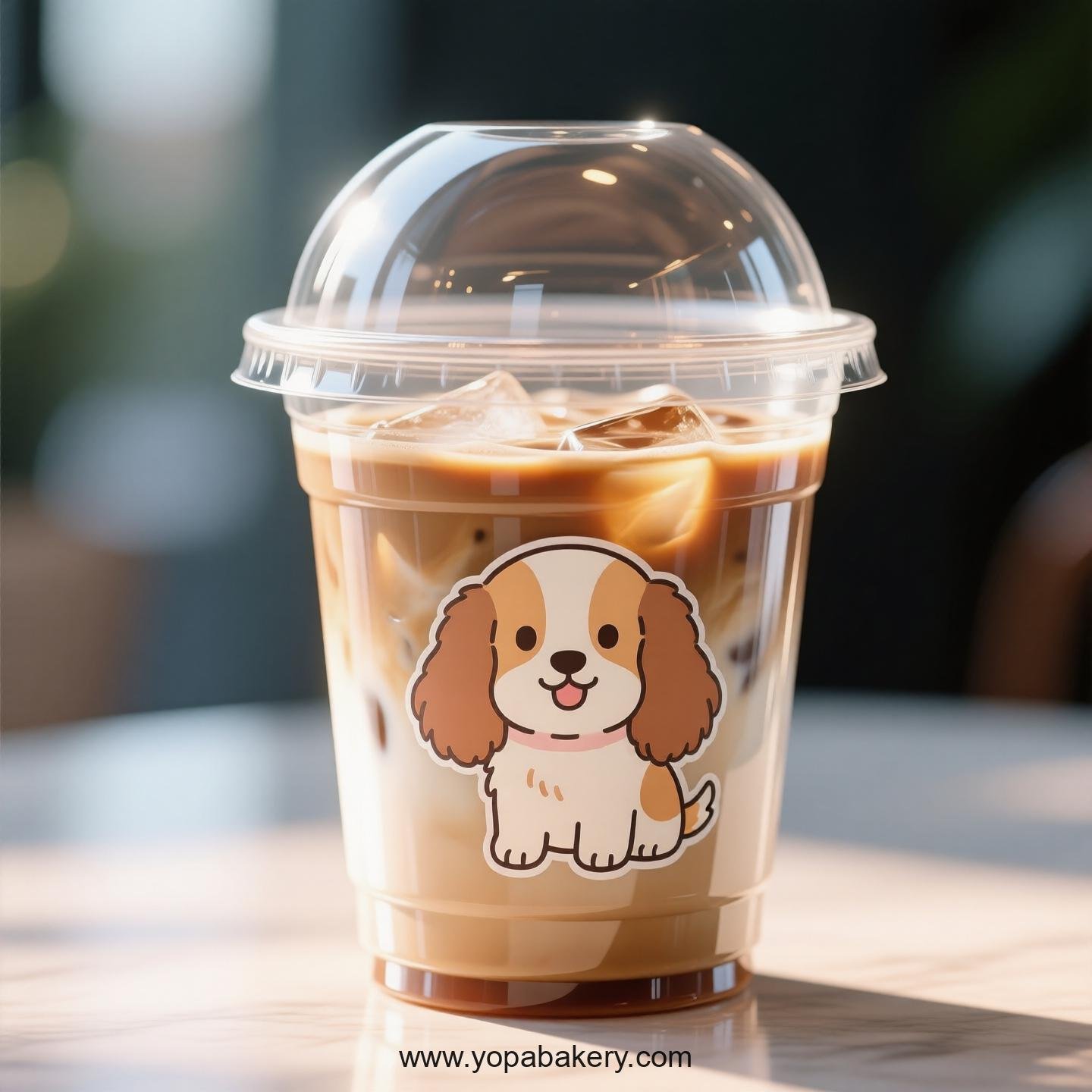 Cocker Spaniel Dog Themed Clear Plastic Cups - Disposable PP & PET Coffee Cups with Lids