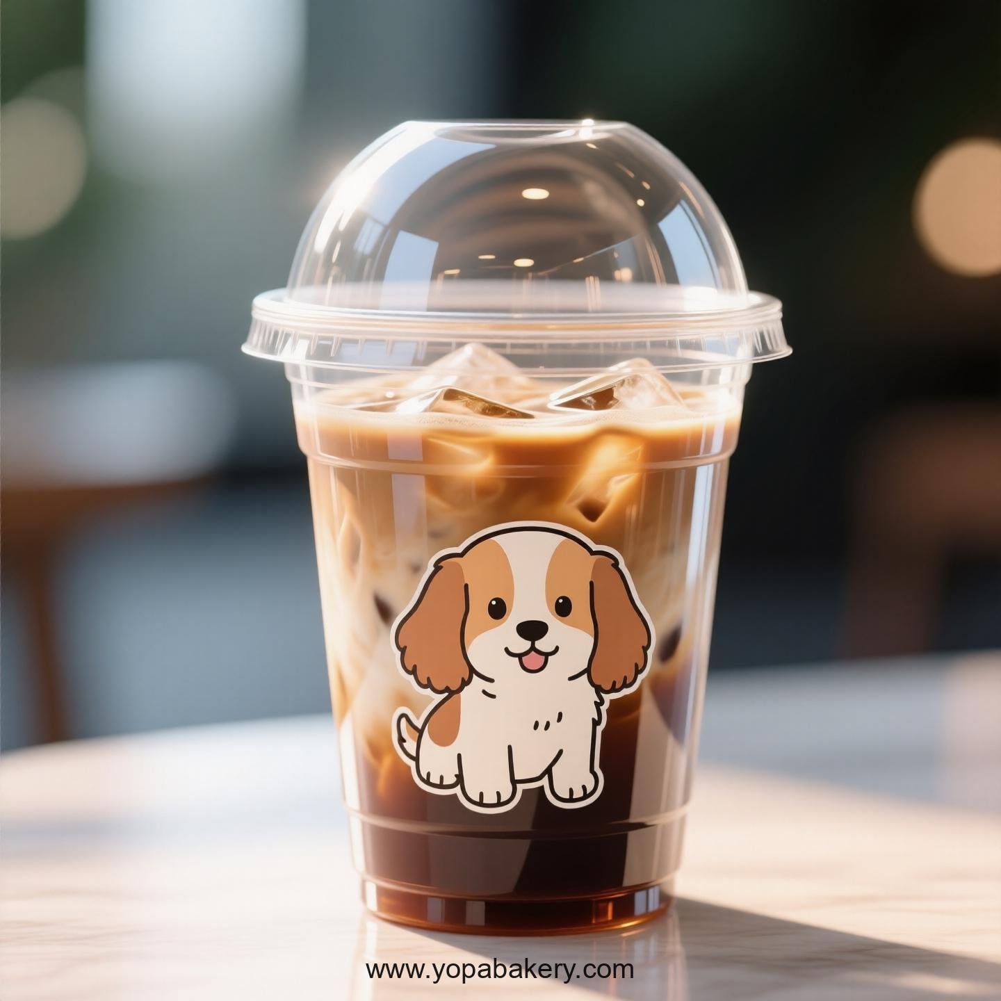 Cocker Spaniel Dog Themed Clear Plastic Cups - Disposable PP & PET Coffee Cups with Lids