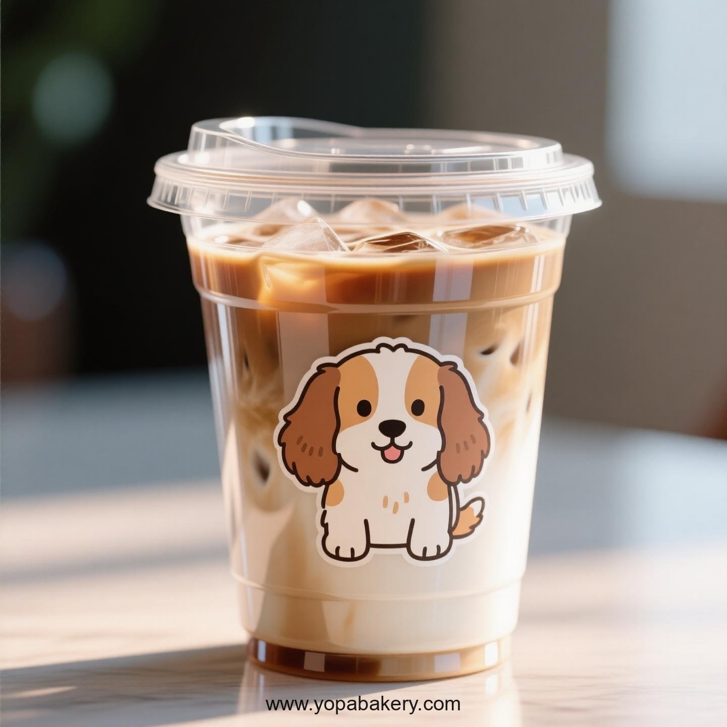 Cocker Spaniel Dog Themed Clear Plastic Cups - Disposable PP & PET Coffee Cups with Lids