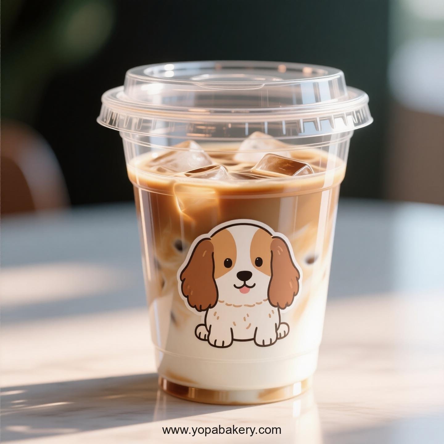 Cocker Spaniel Dog Themed Clear Plastic Cups - Disposable PP & PET Coffee Cups with Lids