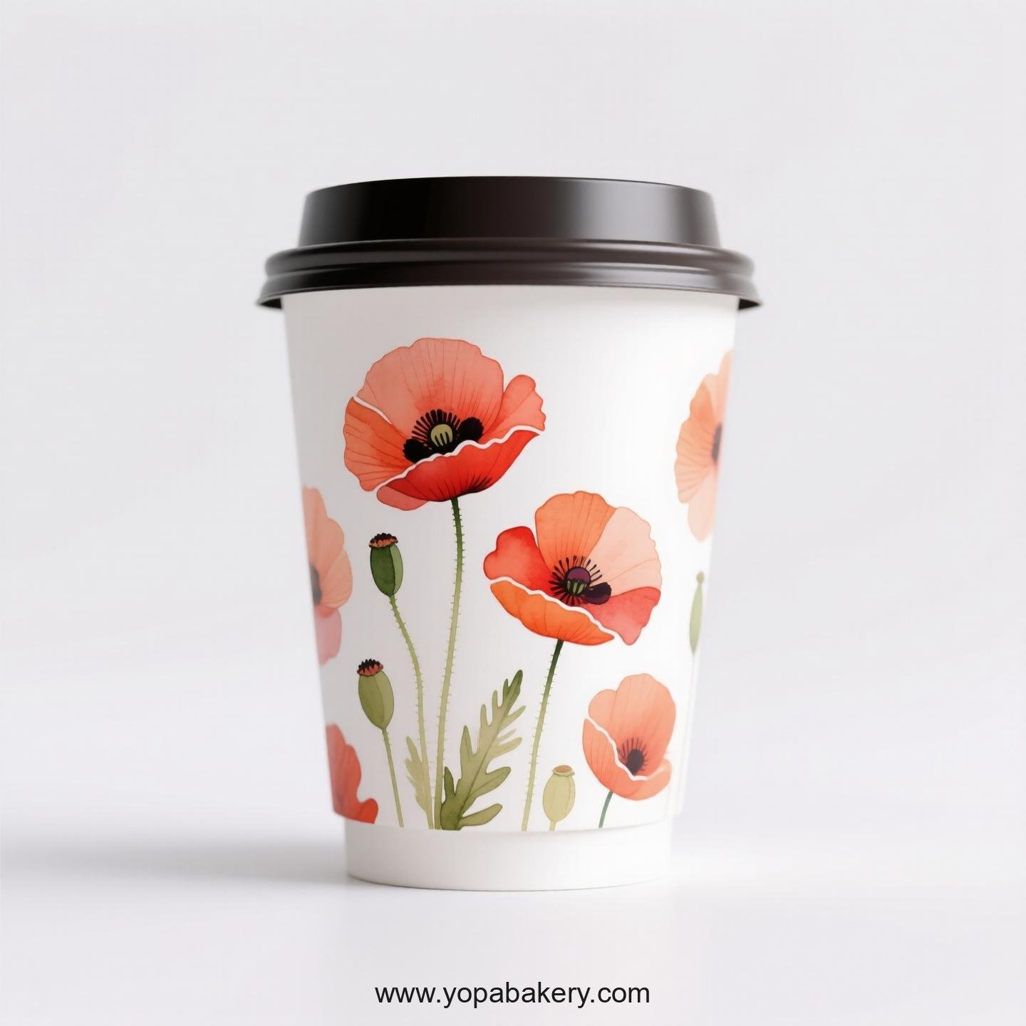 Corn Poppy Design Coffee Paper Cups Factory: Commercial Grade