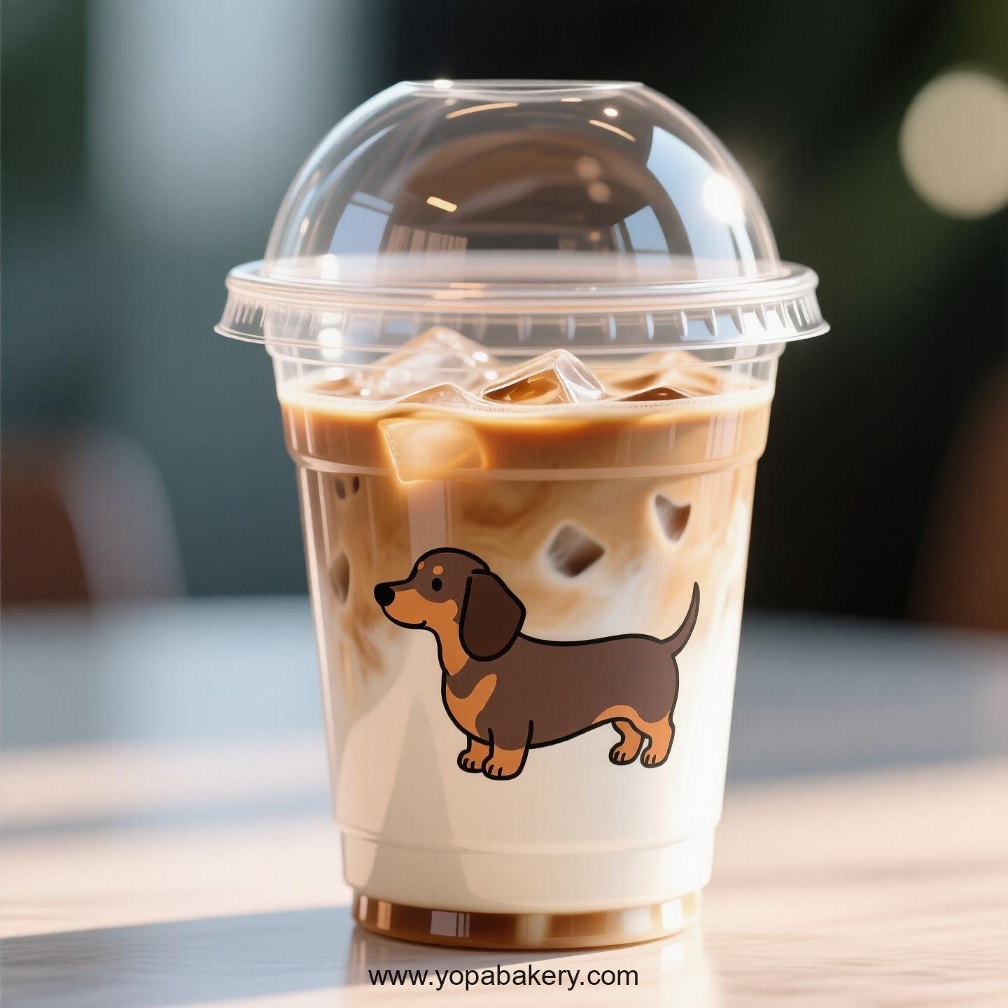 Dachshund Dog Themed Clear Plastic Cups - Disposable PP & PET Coffee Cups with Lids
