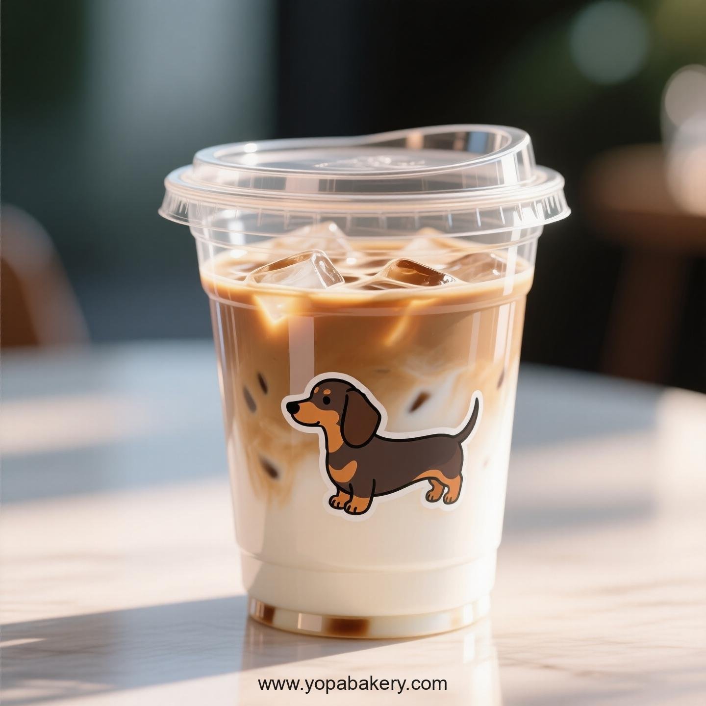 Dachshund Dog Themed Clear Plastic Cups - Disposable PP & PET Coffee Cups with Lids