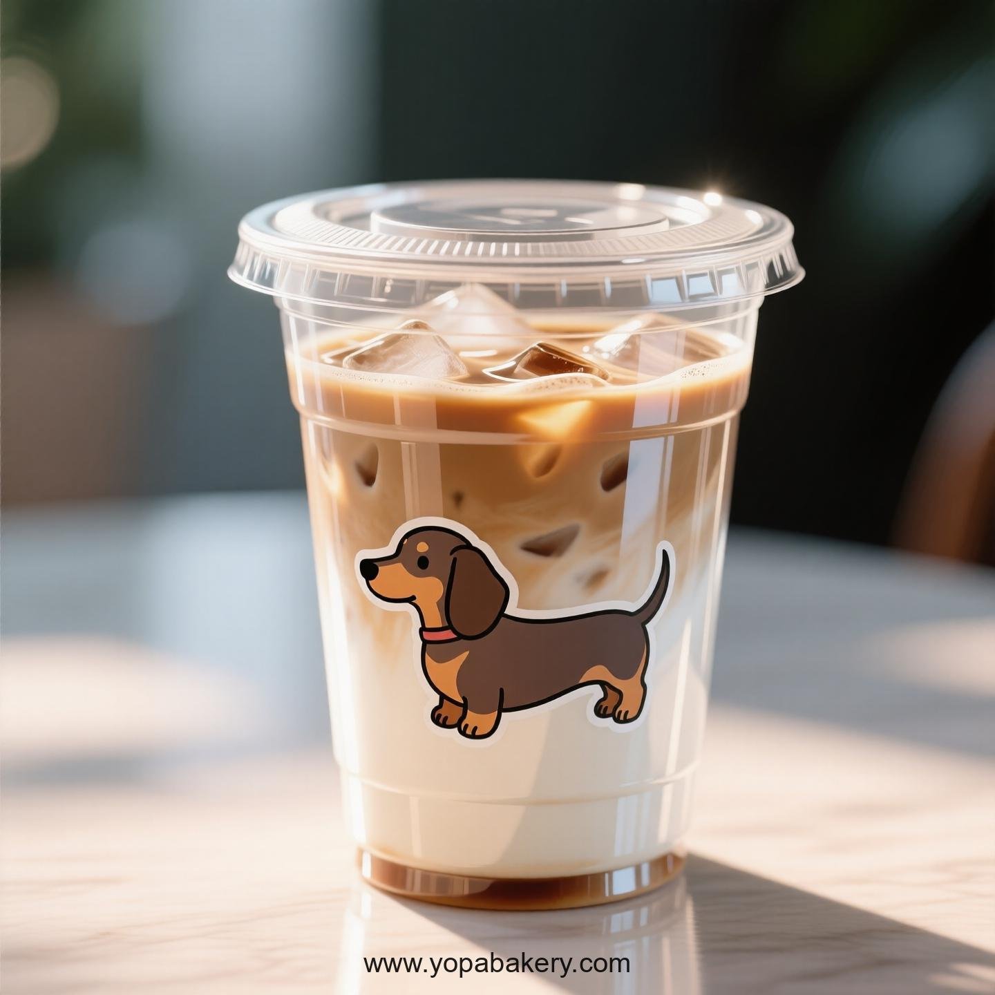 Dachshund Dog Themed Clear Plastic Cups - Disposable PP & PET Coffee Cups with Lids