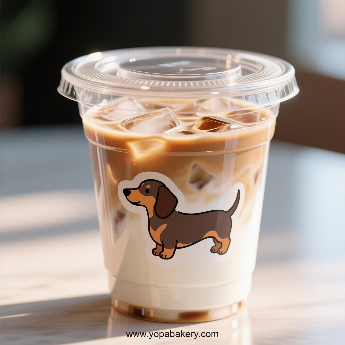 Dachshund Dog Themed Clear Plastic Cups - Disposable PP & PET Coffee Cups with Lids
