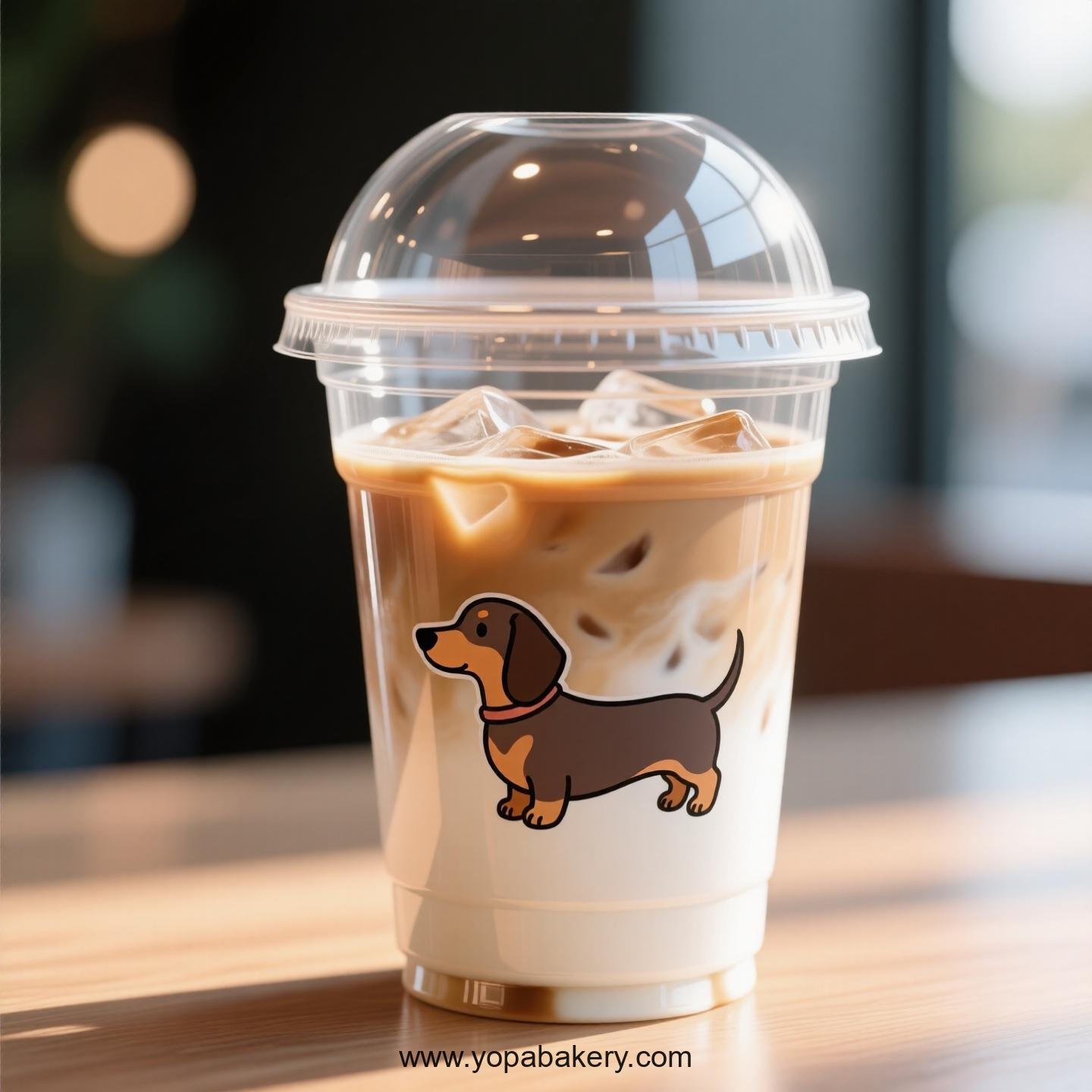 Dachshund Dog Themed Clear Plastic Cups - Disposable PP & PET Coffee Cups with Lids