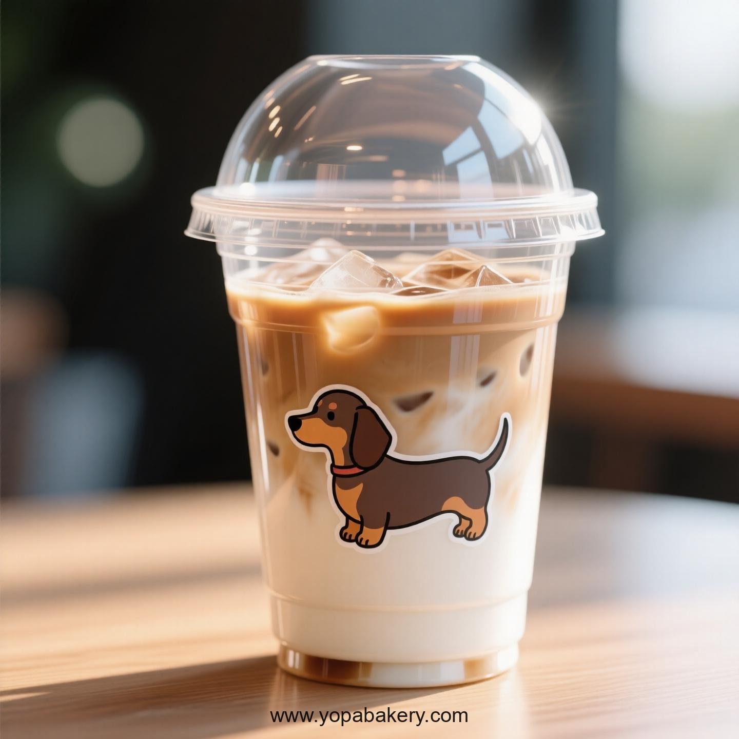 Dachshund Dog Themed Clear Plastic Cups - Disposable PP & PET Coffee Cups with Lids