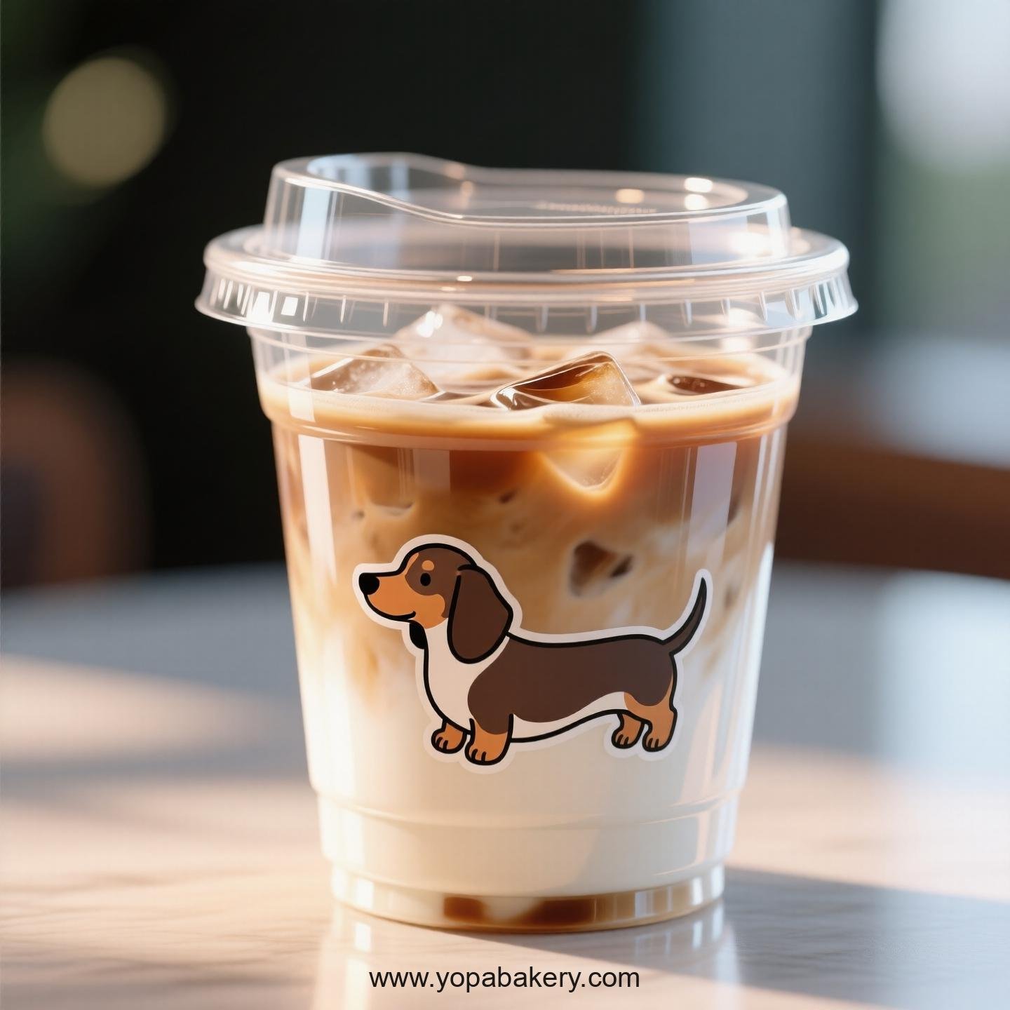 Dachshund Dog Themed Clear Plastic Cups - Disposable PP & PET Coffee Cups with Lids