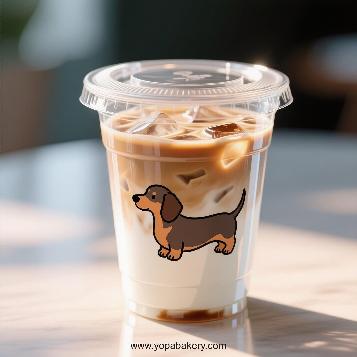 Dachshund Dog Themed Clear Plastic Cups - Disposable PP & PET Coffee Cups with Lids
