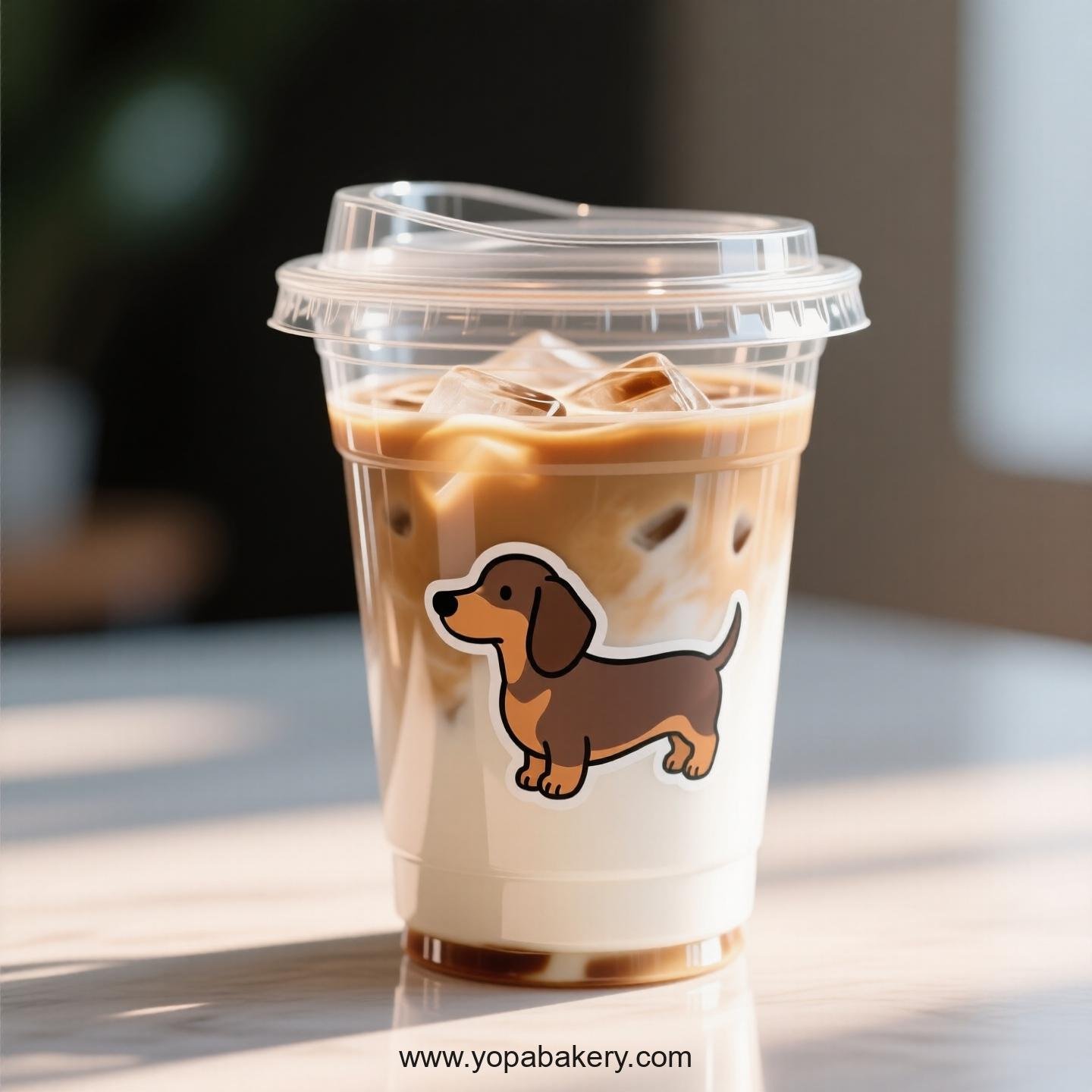 Dachshund Dog Themed Clear Plastic Cups - Disposable PP & PET Coffee Cups with Lids