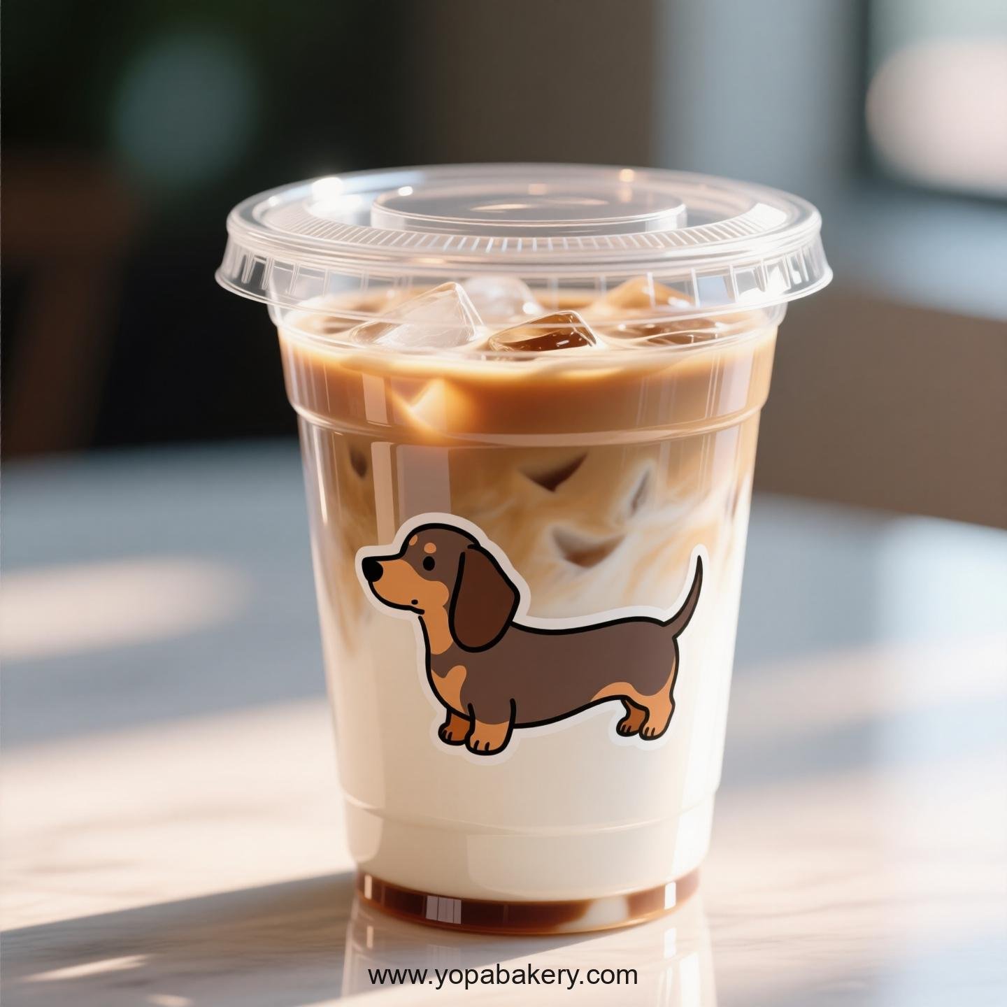 Dachshund Dog Themed Clear Plastic Cups - Disposable PP & PET Coffee Cups with Lids