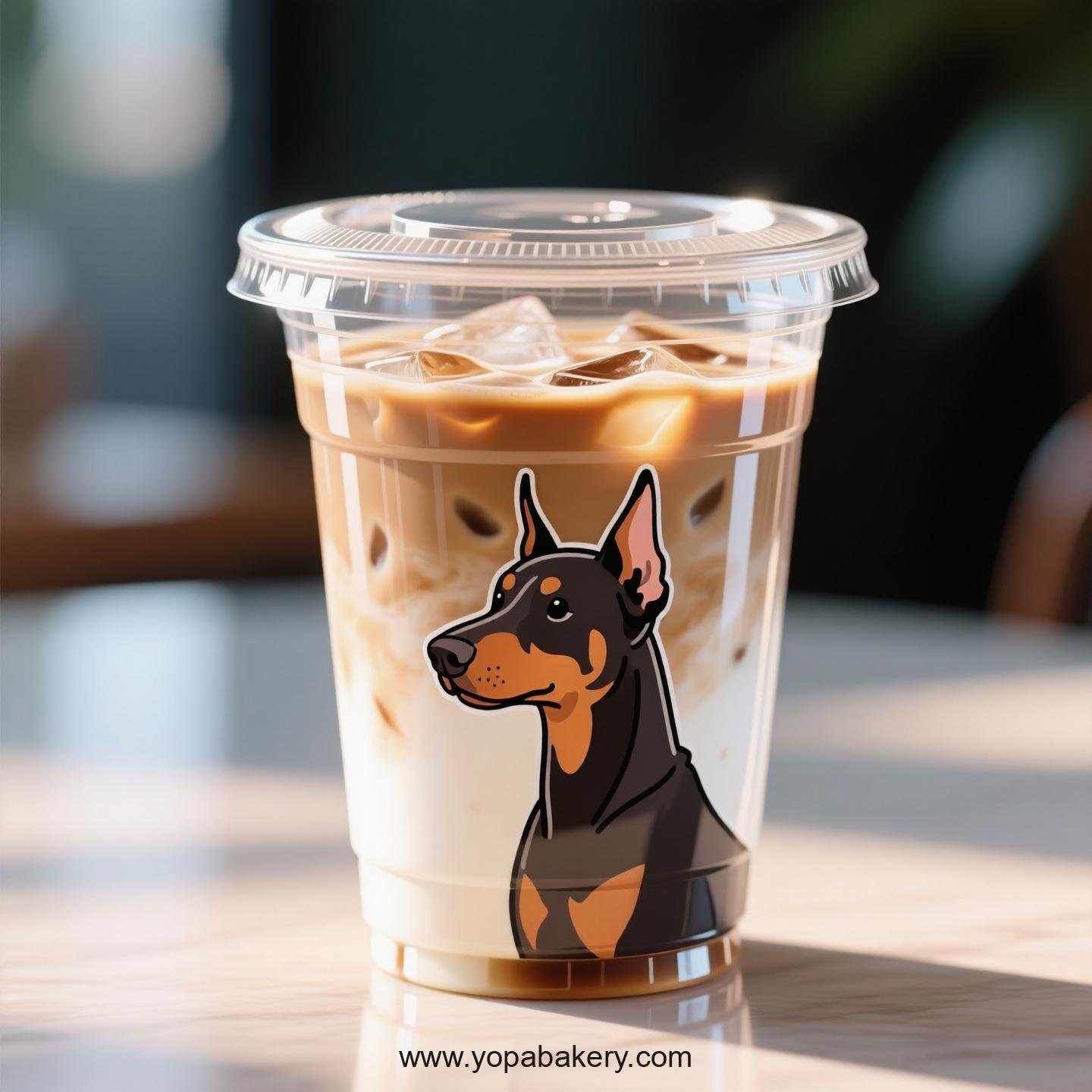 Doberman Pinscher Dog Themed Clear Plastic Cups - Disposable PP & PET Coffee Cups with Lids