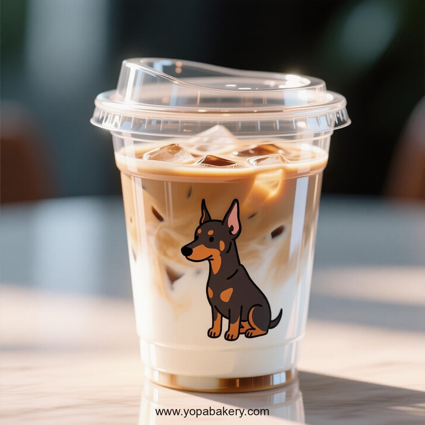 Doberman Pinscher Dog Themed Clear Plastic Cups - Disposable PP & PET Coffee Cups with Lids