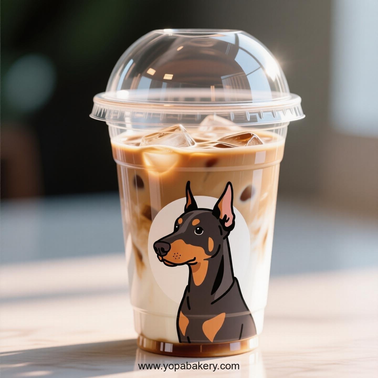 Doberman Pinscher Dog Themed Clear Plastic Cups - Disposable PP & PET Coffee Cups with Lids