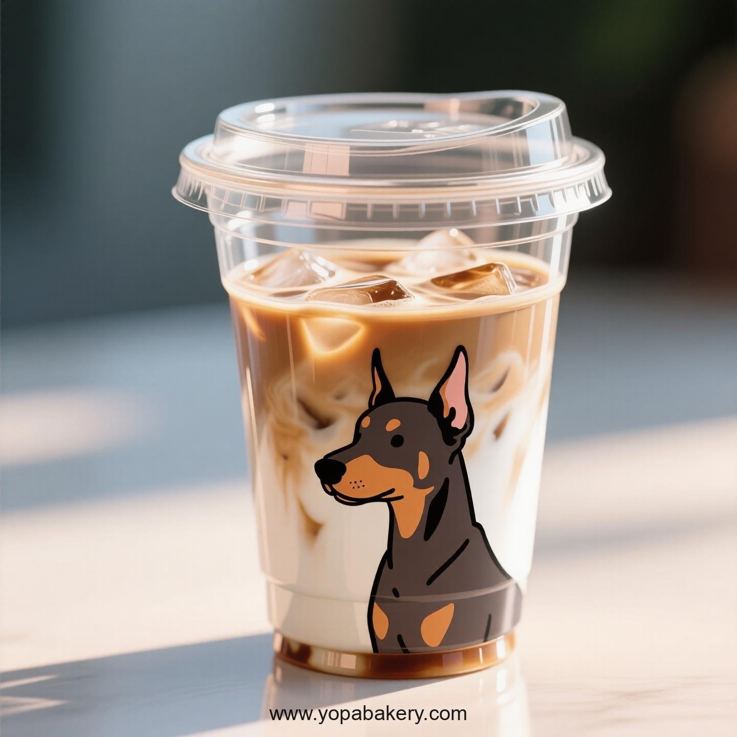 Doberman Pinscher Dog Themed Clear Plastic Cups - Disposable PP & PET Coffee Cups with Lids