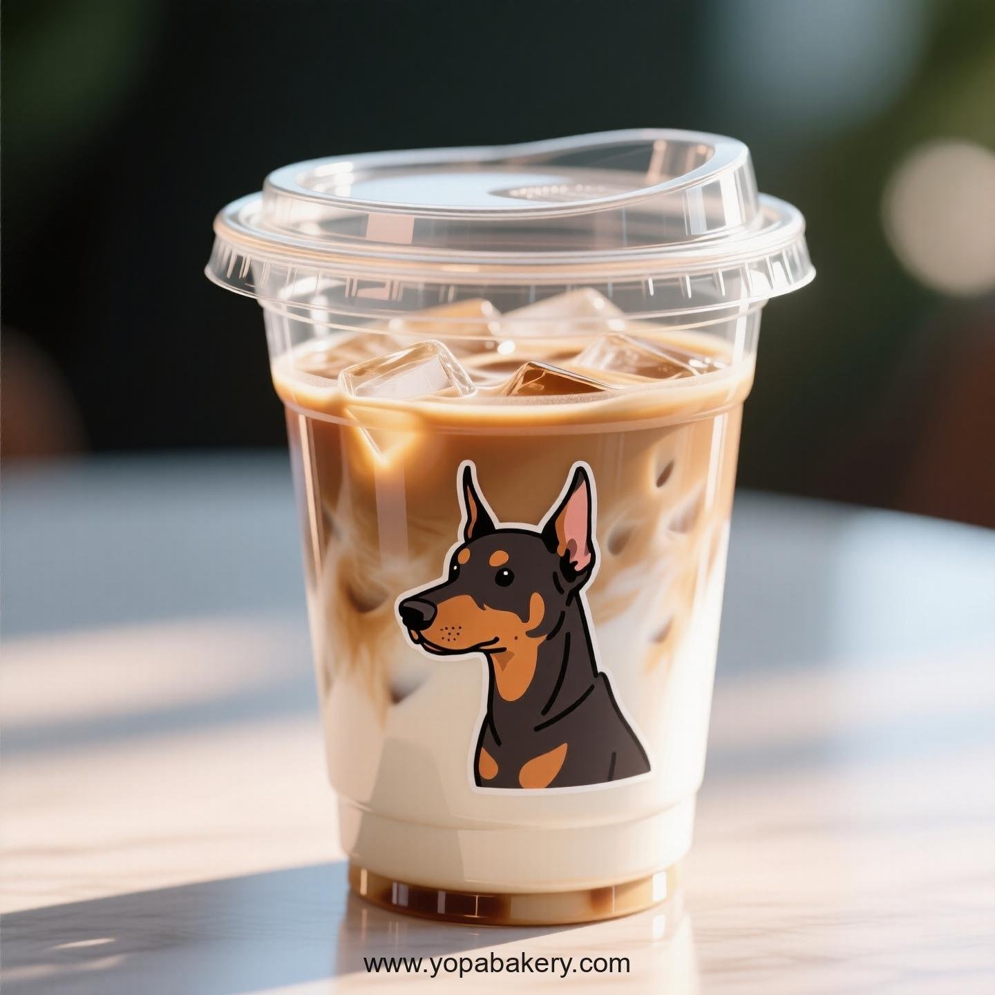 Doberman Pinscher Dog Themed Clear Plastic Cups - Disposable PP & PET Coffee Cups with Lids