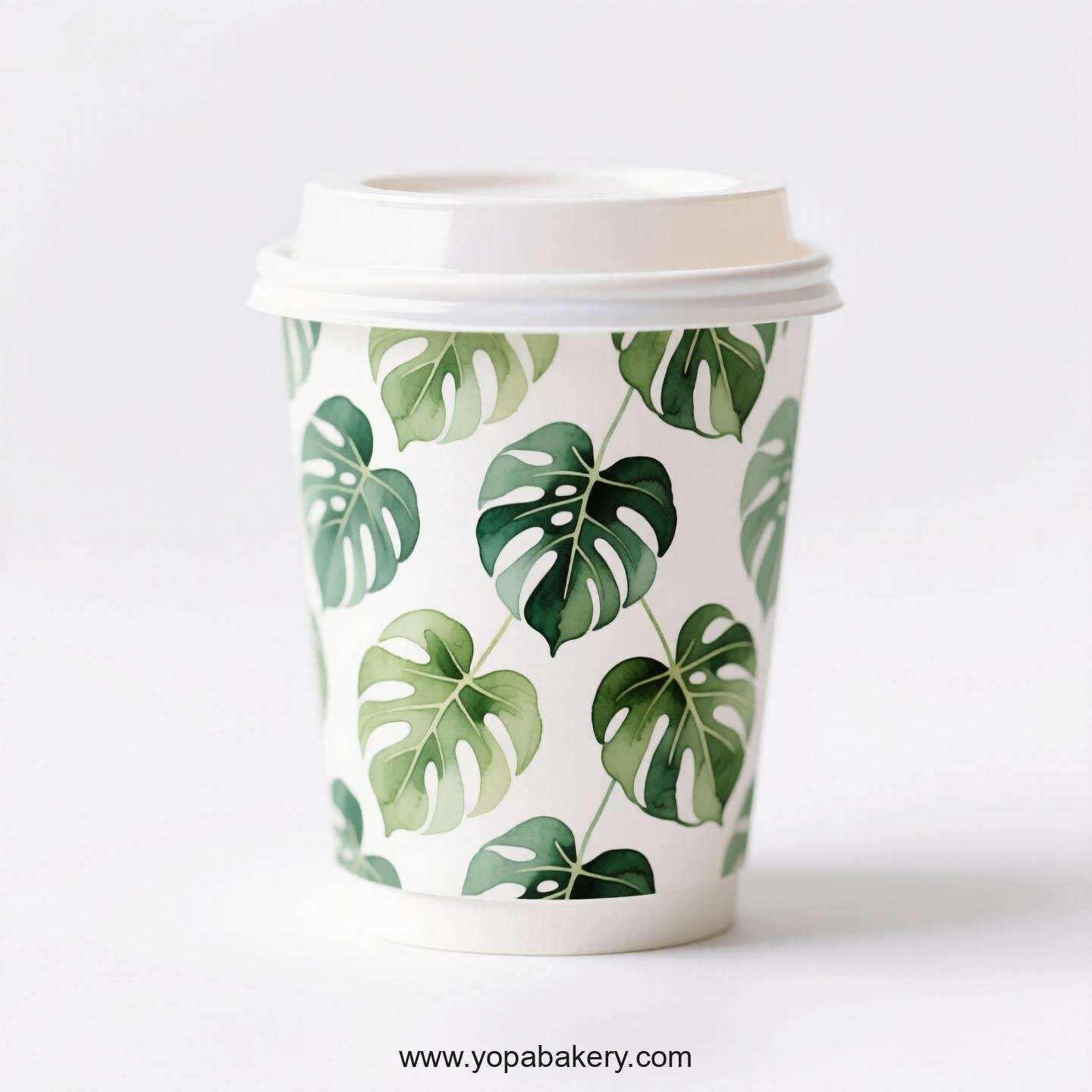 Fiddle Leaf Fig Themed Coffee Paper Cups Factory: Disposable 4-24 oz Custom Logo & Door to Door