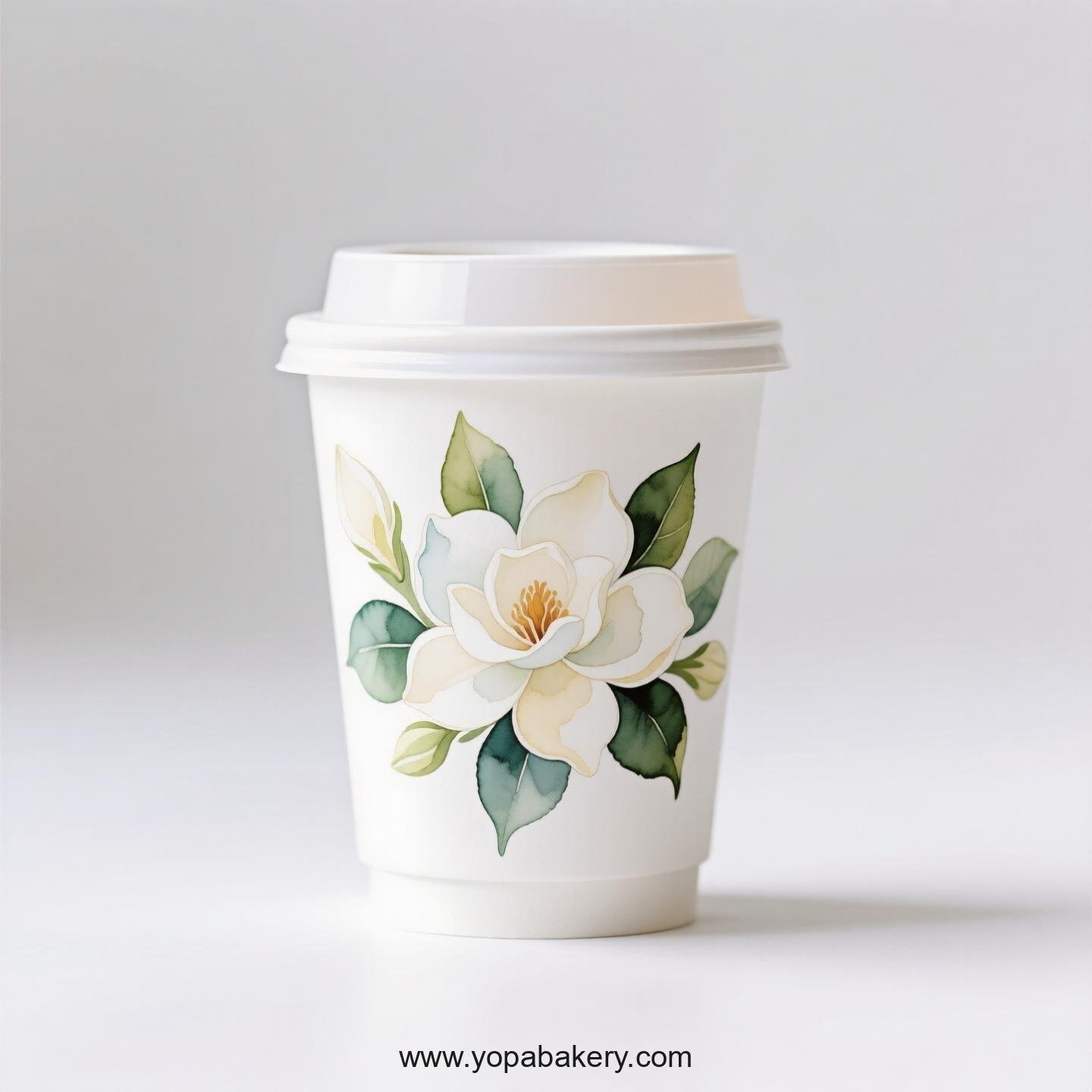 Gardenia Design Coffee Paper Cups Factory: 4-24 oz Custom Logo