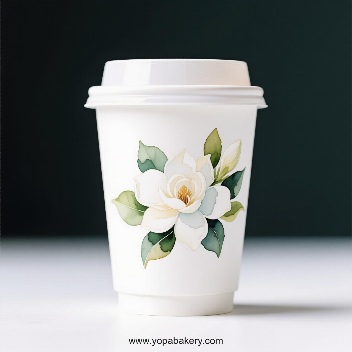 Gardenia Design Coffee Paper Cups Factory: 4-24 oz Custom Logo