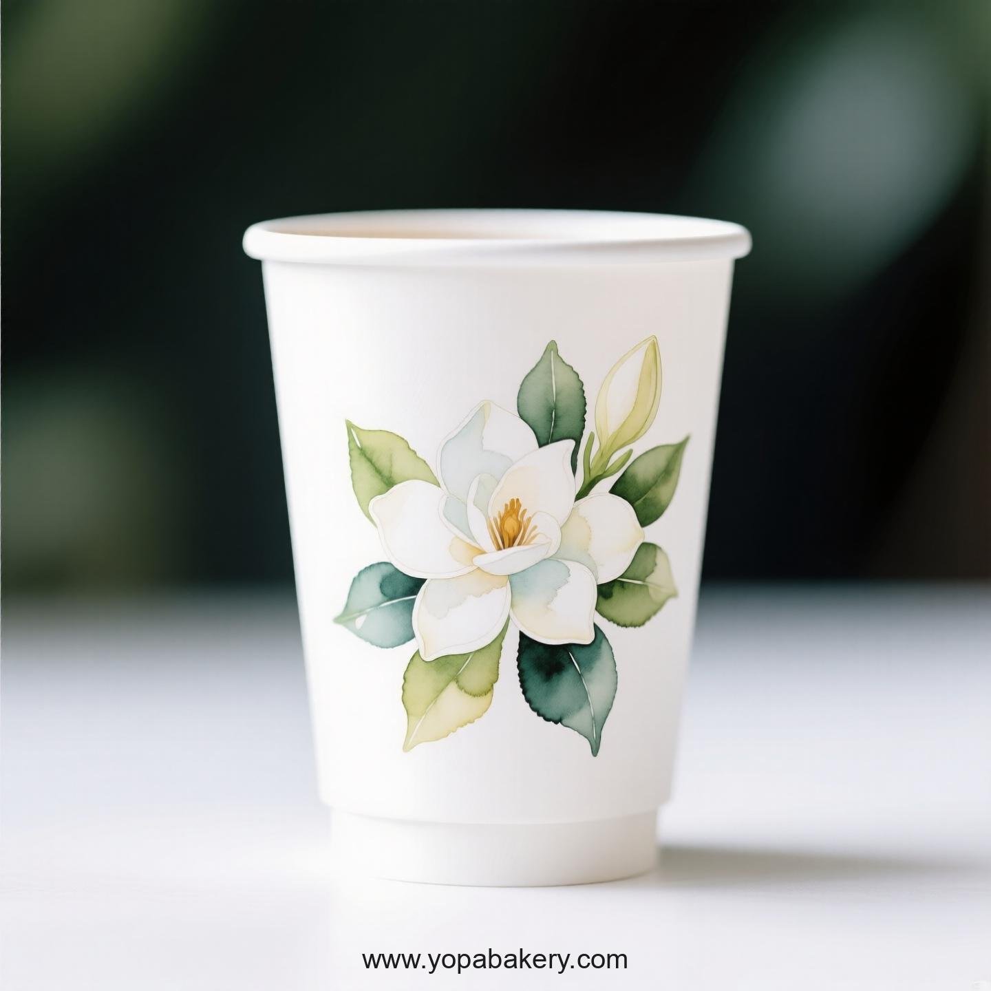 Gardenia Design Coffee Paper Cups Factory: 4-24 oz Custom Logo