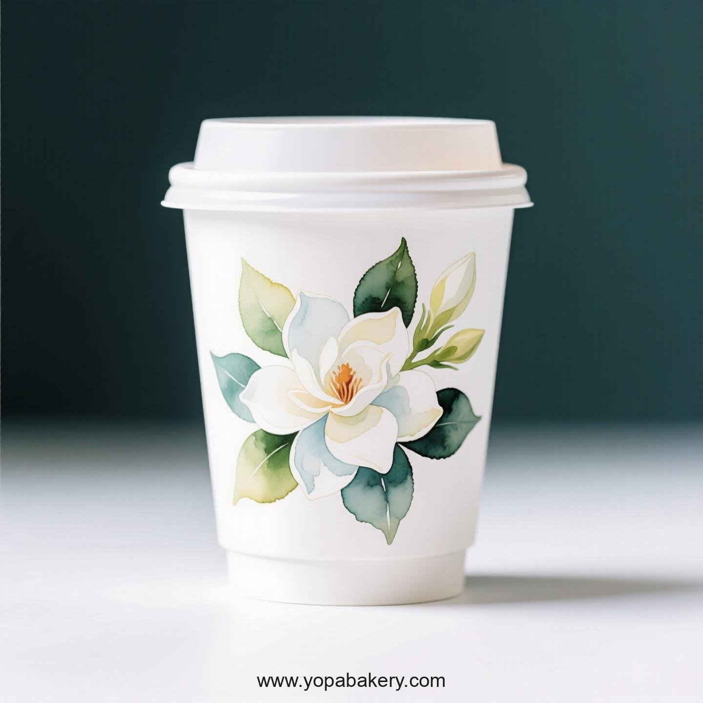 Gardenia Design Coffee Paper Cups Factory: 4-24 oz Custom Logo