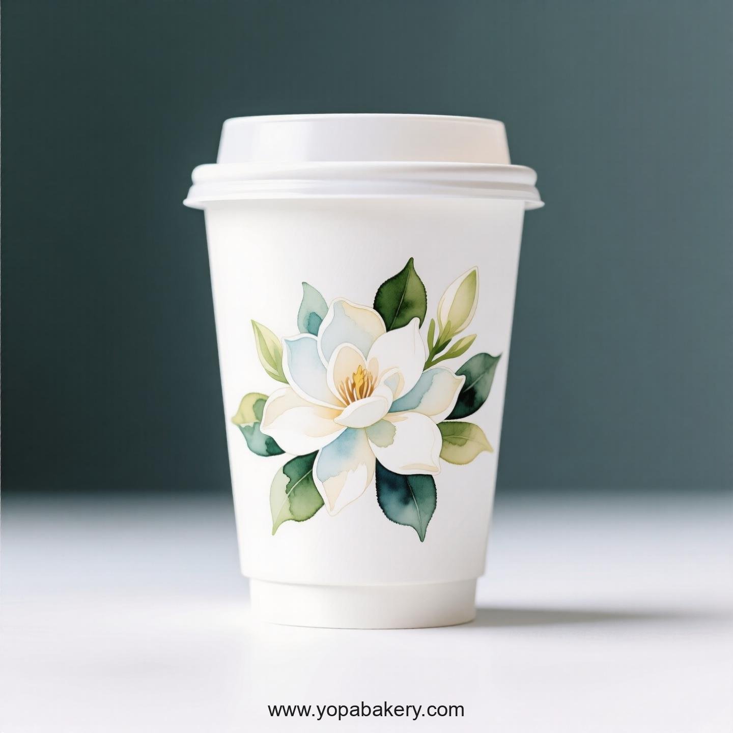 Gardenia Design Coffee Paper Cups Factory: 4-24 oz Custom Logo Gardenia Design Coffee Paper Cups Factory: 4-24 oz Custom Logo
