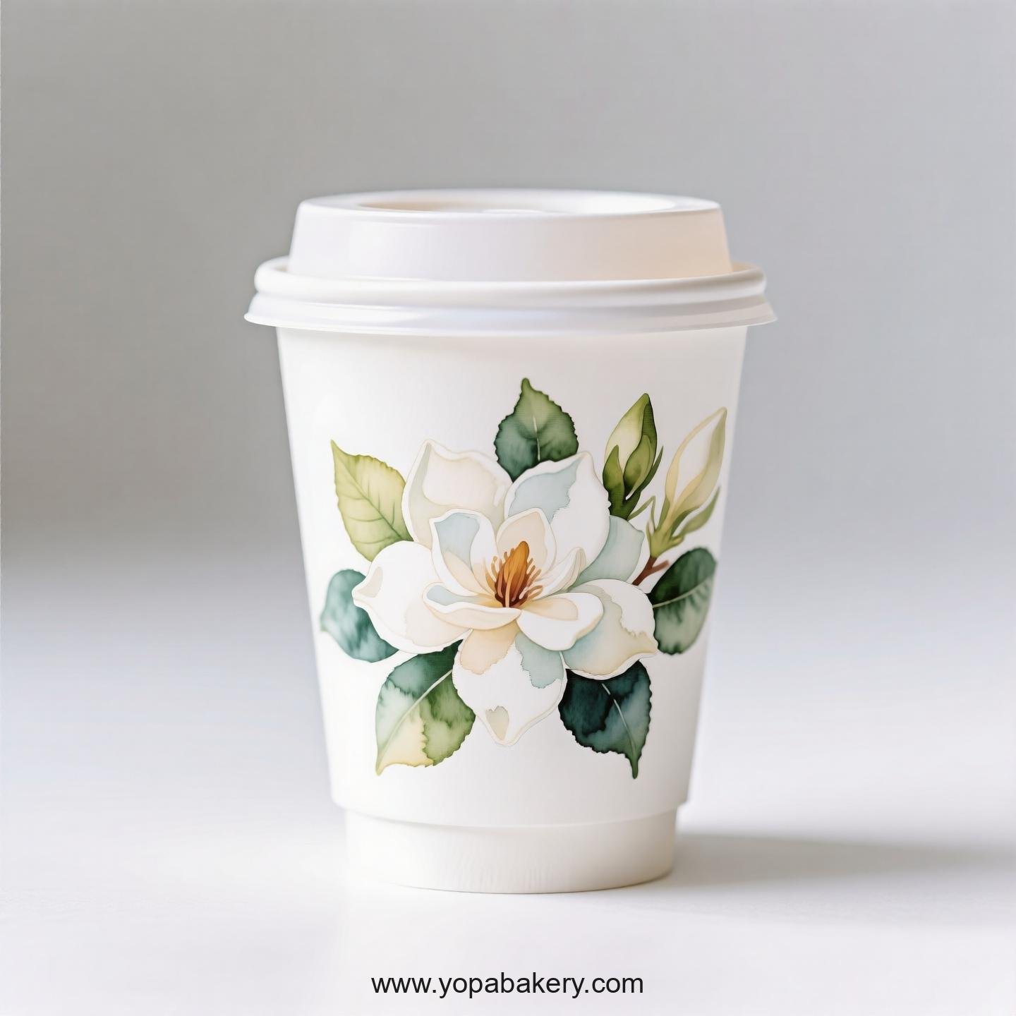 Gardenia Design Coffee Paper Cups Factory: 4-24 oz Custom Logo