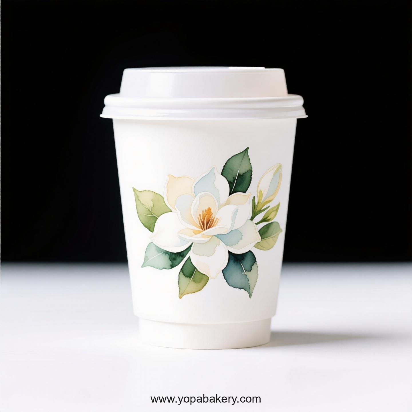 Gardenia Design Coffee Paper Cups Factory: 4-24 oz Custom Logo