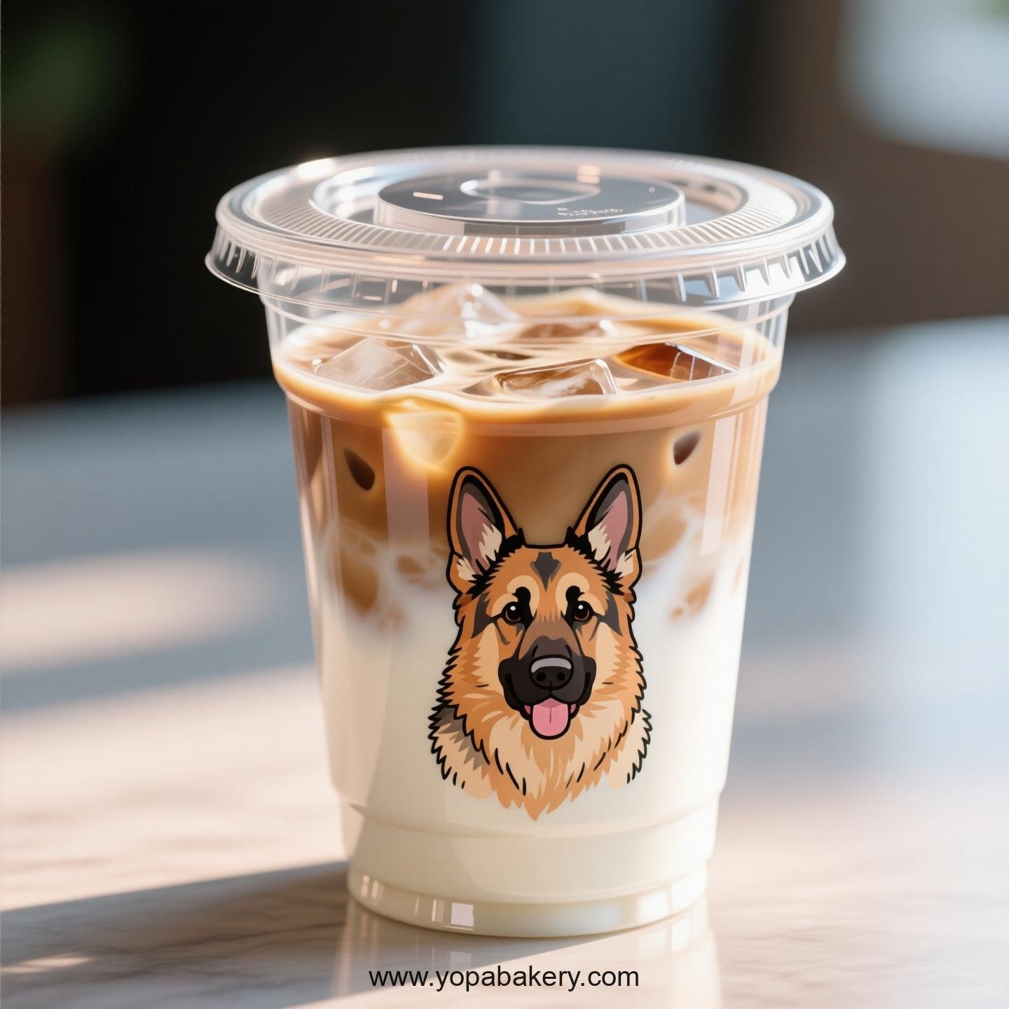 German Shepherd Dog Themed Clear Plastic Cups - Disposable PP & PET Coffee Cups with Lids
